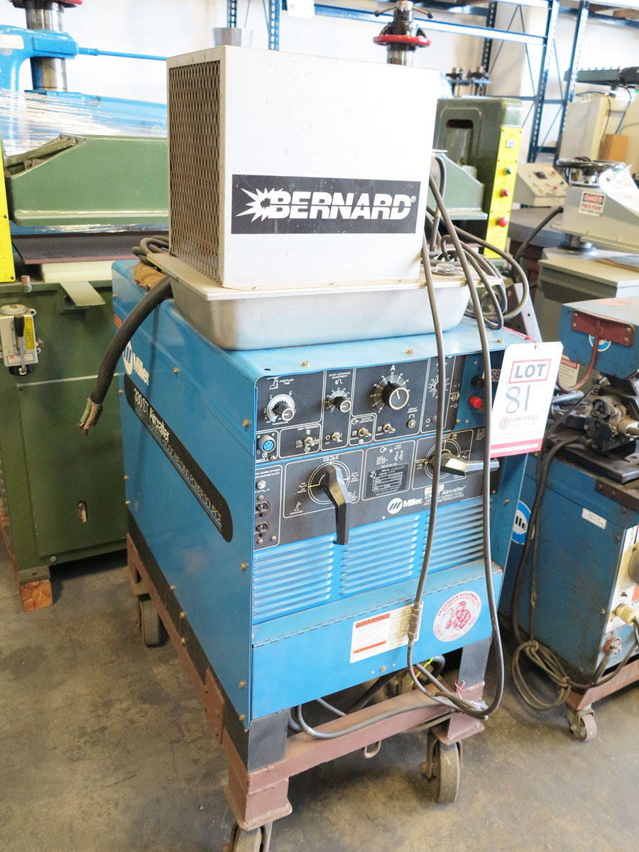 300 AMP MILLER WELDER AC/DC TIG WELDER W/ COOLER (FOR ALUMINUM), MODEL 330ST AIRCRAFTER/ JK566342, FOOT PEDAL, BERNARD COOLER, TORCH, CASTERS (LOCATION: GARVEY AVE., SOUTH EL MONTE, CA)-81