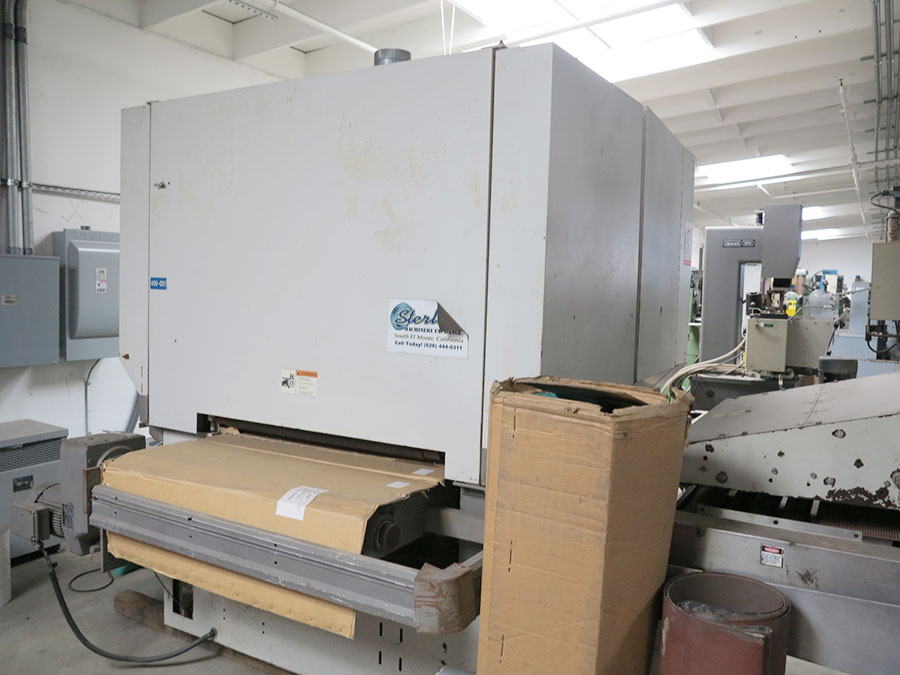 36" TIMESAVERS BELT WOOD SANDER (3 HEAD), 3 HEAD DESIGN, INCLUDES: BRAND NEW OEM TIMESAVERS CONVEYOR BELT, MOTOR LOAD INDICATORS, YEAR 1991 (LOCATION: RUSH ST., SOUTH EL MONTE, CA) ***RIGGING FEE $150***-85