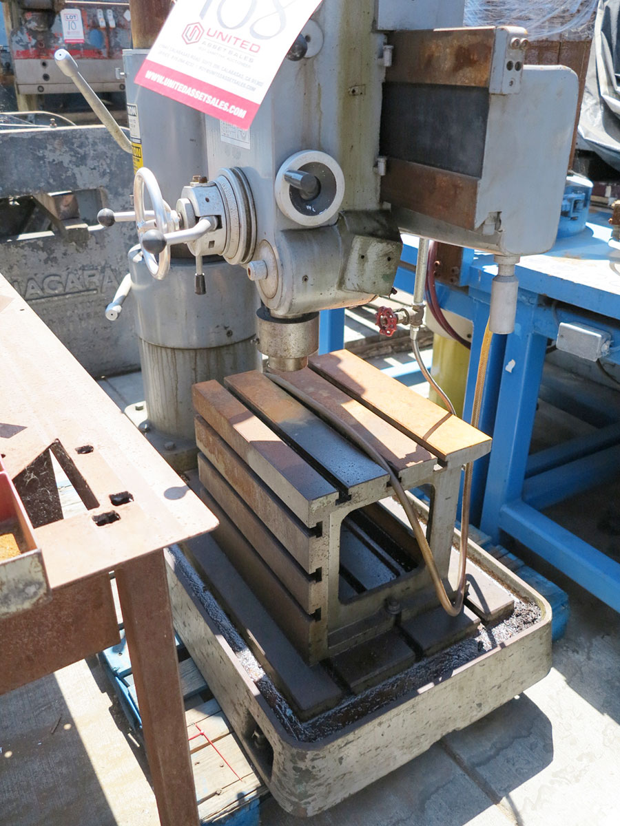8.25" X 31.5" SHARP RADIAL DRILL, MODEL RD-820, 2 AXIS HYDRAULIC FEEDS, 6' X 18' PERMANENT MAGNETIC CHUCK, COOLANT SYSTEM, AUTO LUBE SYSTEM, MISSING MOTOR, NEEDS PARTS (LOCATION: RUSH ST., SOUTH EL MONTE, CA) ***RIGGING FEE $25***-108