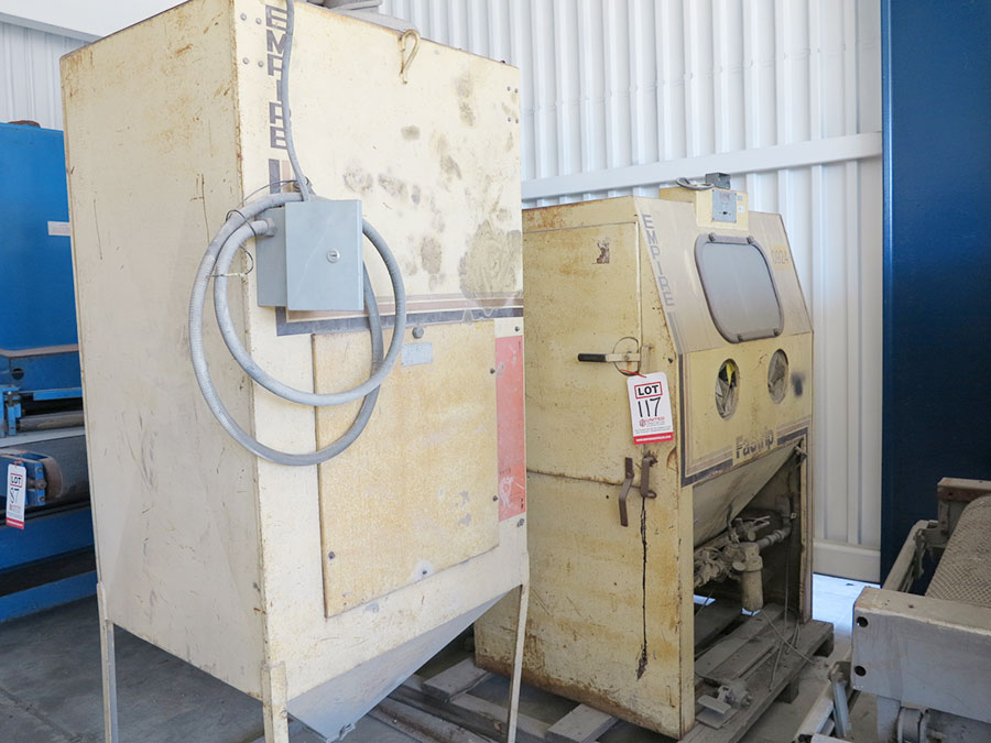 48" X 36" X 36" EMPIRE HYDRO HONE BLAST CABINET, MODEL FS- 3648, RECLAIM UNIT, DCM- 200 DUST COLLECTOR, 1 1/2 HP, HAND GUN, BLOW OFF NOZZLE, FOOT PEDAL, (NOTE: BLASTER WILL BLAST AWAY RUST, PAINT AND EVEN GET INTO THOSE HARD TO REACH SPACES W/ THE NOZZLE) (LOCATION: RUSH ST., SOUTH EL MONTE, CA) ***RIGGING FEE $25***-117