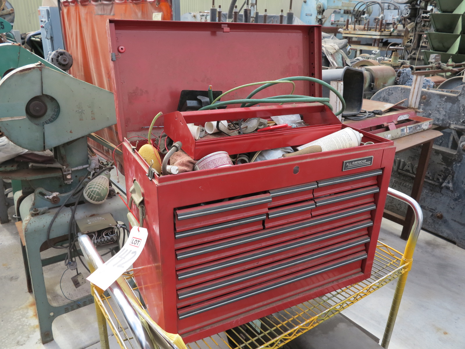 ALL AMERICAN 10-DRAWER TOOL CHEST, W/ MISC TOOLS (LOCATION: RUSH ST., SOUTH EL MONTE, CA)-142