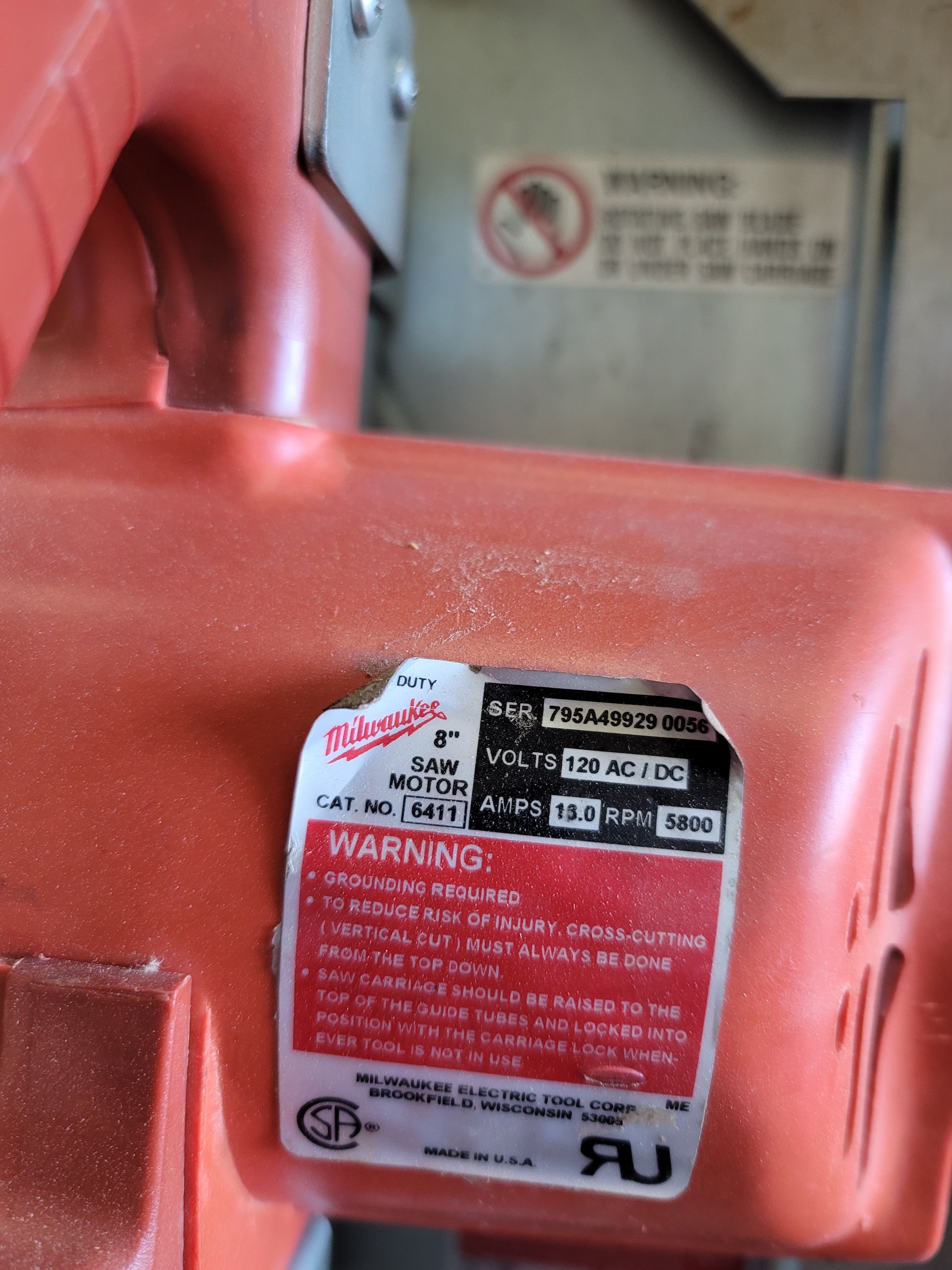 MILWAUKEE 8" VERTICAL PANEL SAW, CAT. NO. 6480, S/N 797A499290035-24