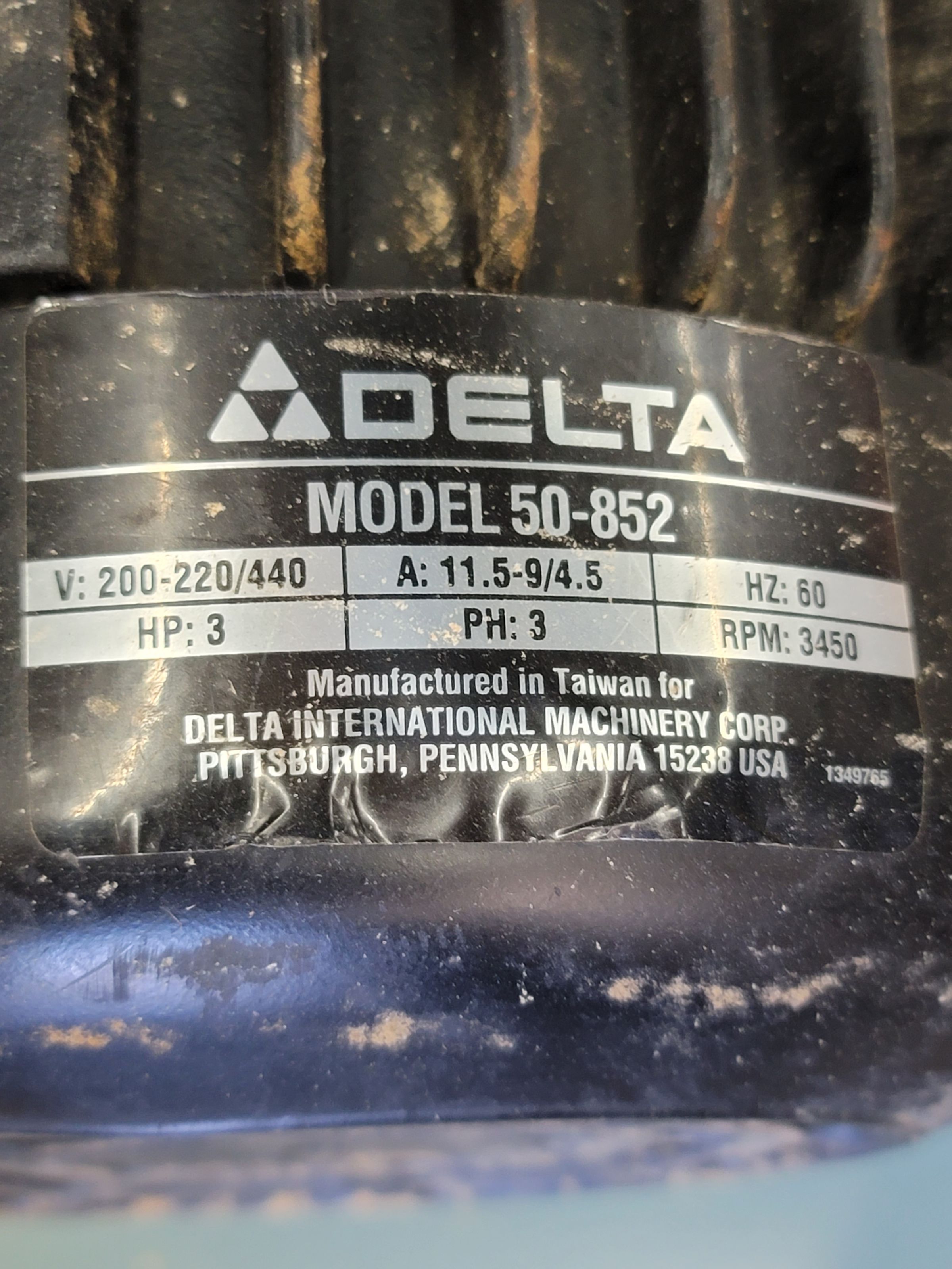 DELTA DUST COLLECTOR, MODEL 50-852-25