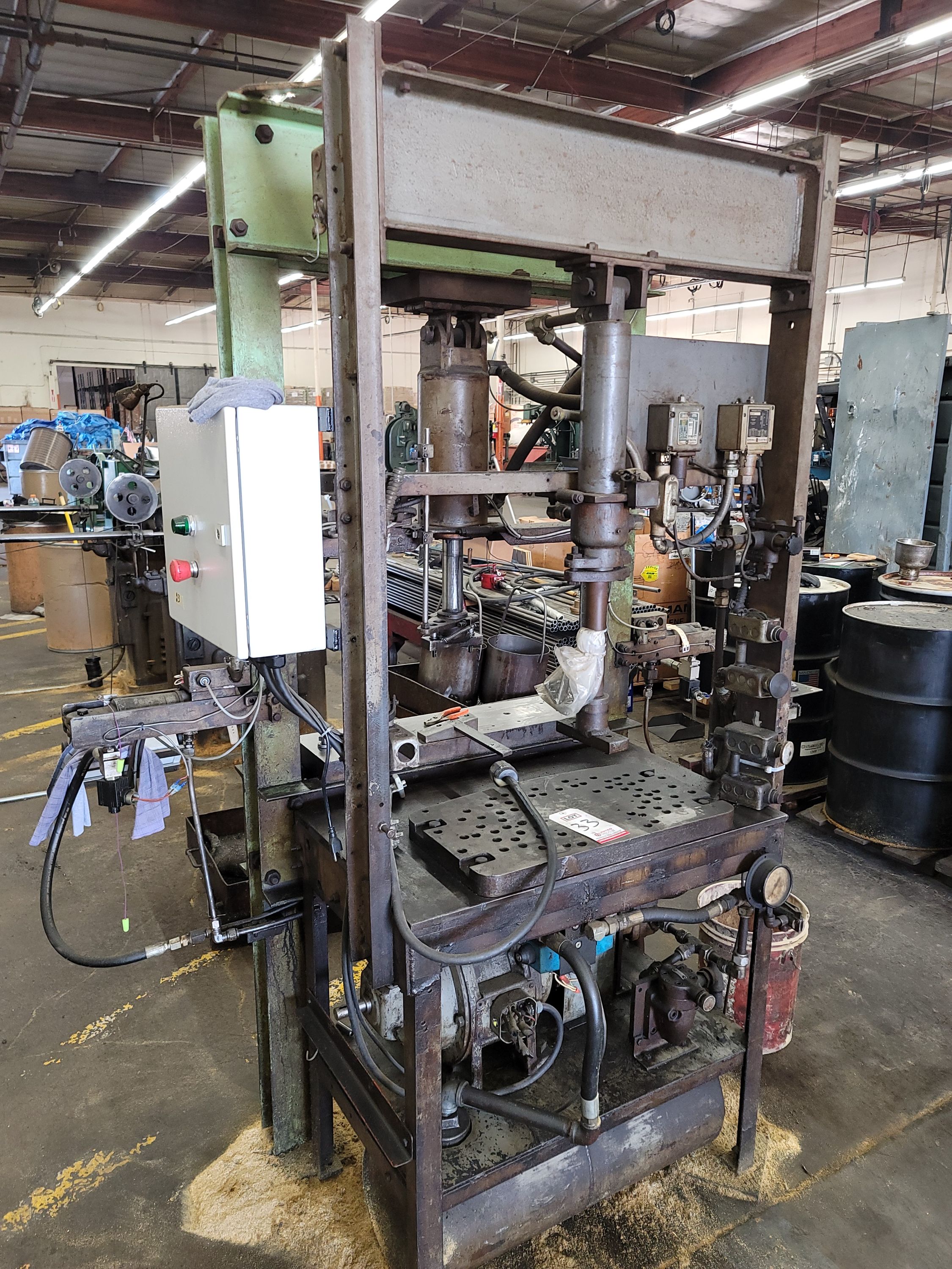 CUSTOM DOUBLE SIDED H-FRAME PRESS W/ (2) RAMS, HYDRAULIC-33