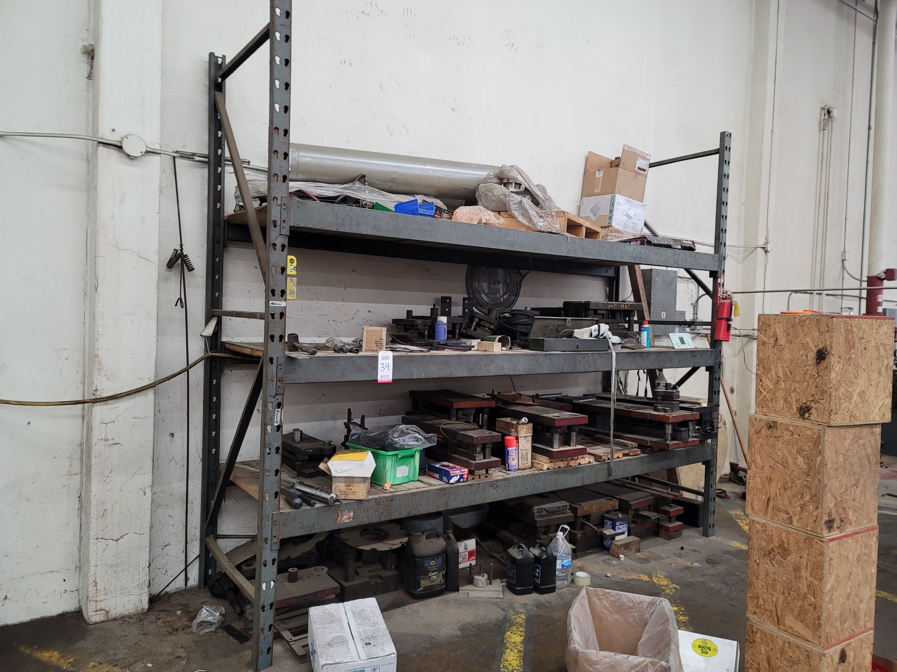 PALLET RACK W/ 11' BEAMS, 10' UPRIGHTS, 2 X 4" & 2 X 6" DECKING, CONTENTS NOT INCLUDED-34