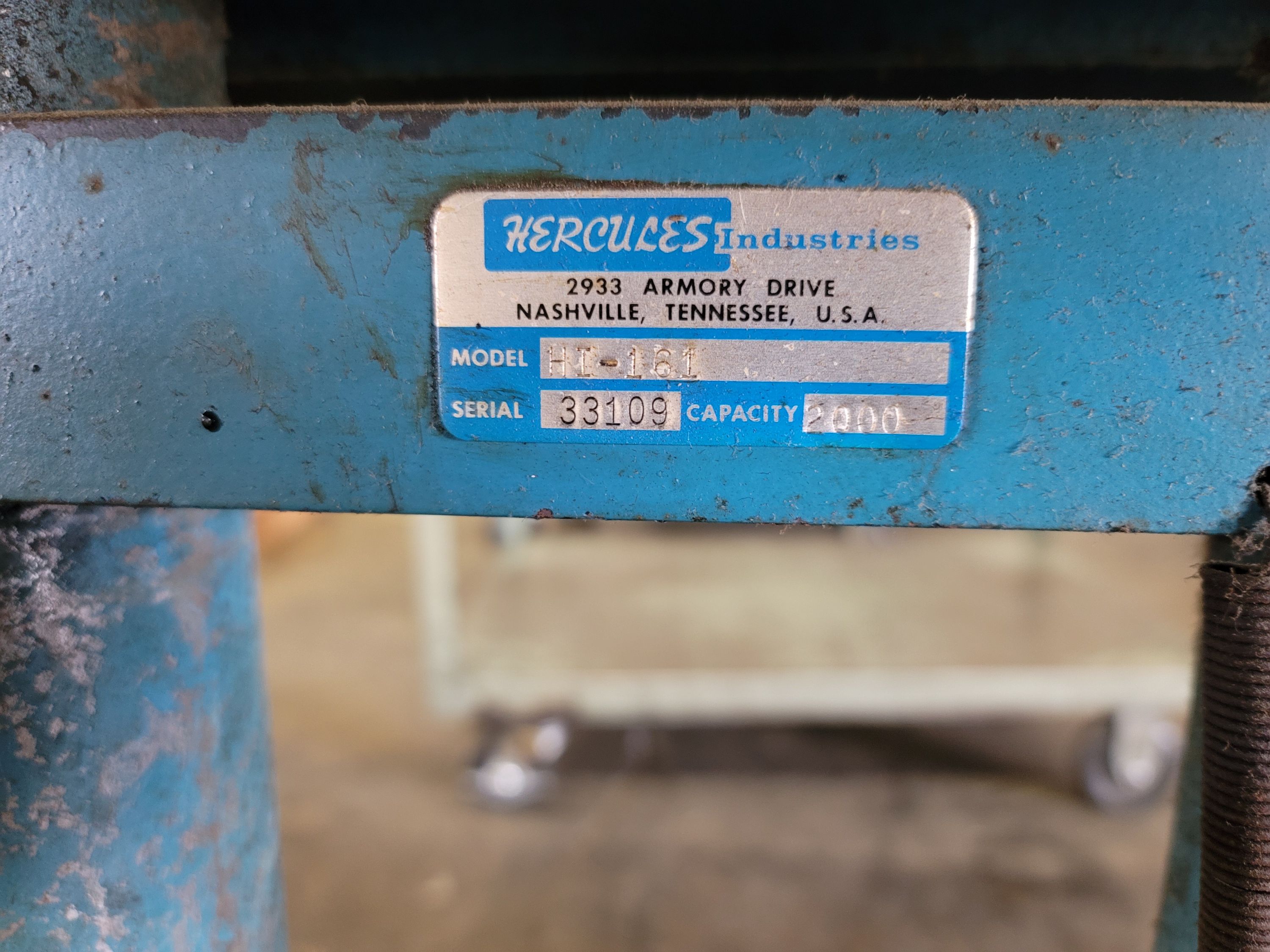 HERCULES INDUSTRIES PEDAL LIFT CART, 2,000 LBS CAPACITY, 2' X 3' TOP, MODEL HI-161, S/N 33109-61