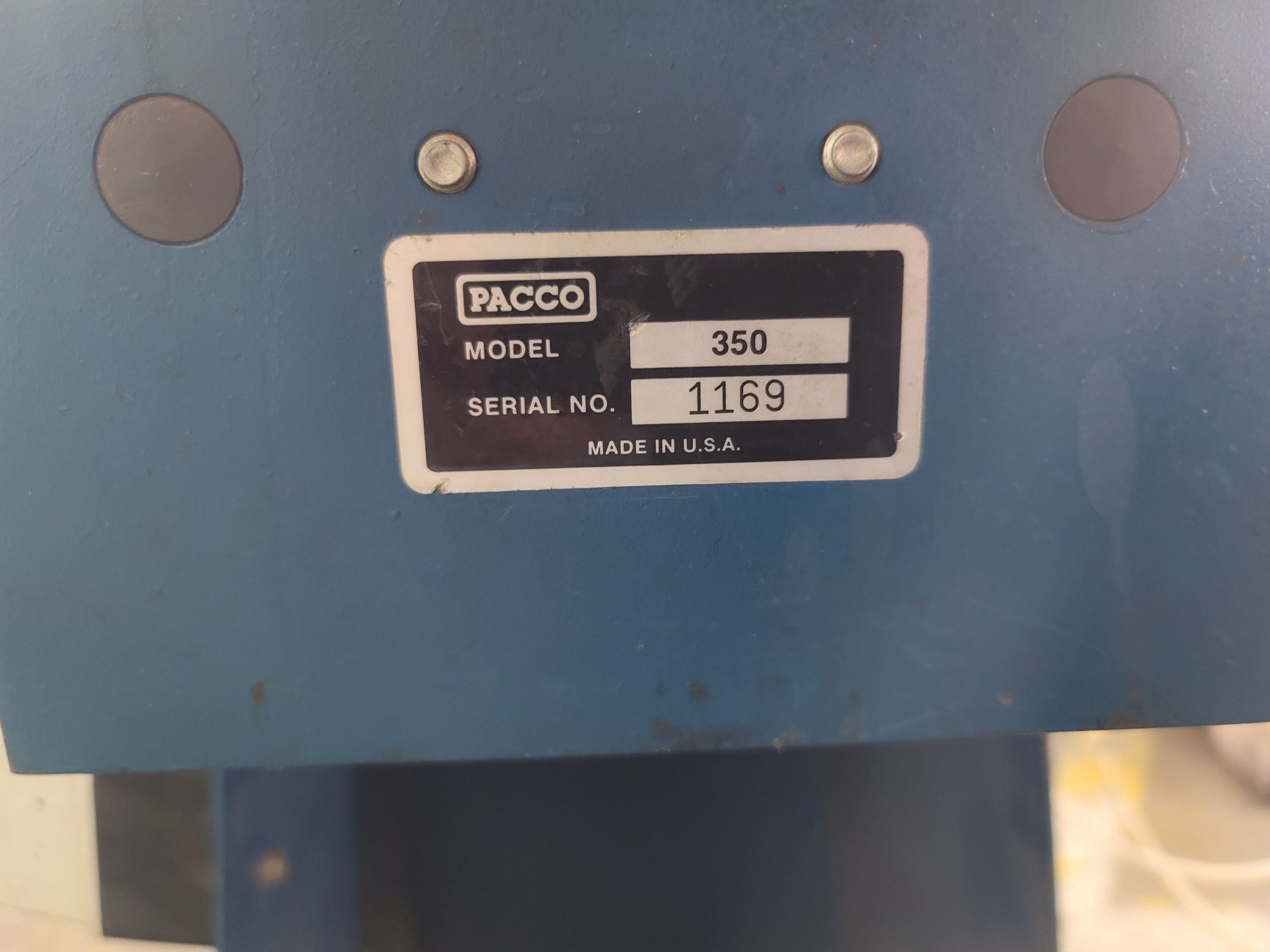 PACCO MODEL 350 DUAL HEAD HORIZONTAL BORING MACHINE, PNEUMATIC, 1 HP, S/N 1169-79