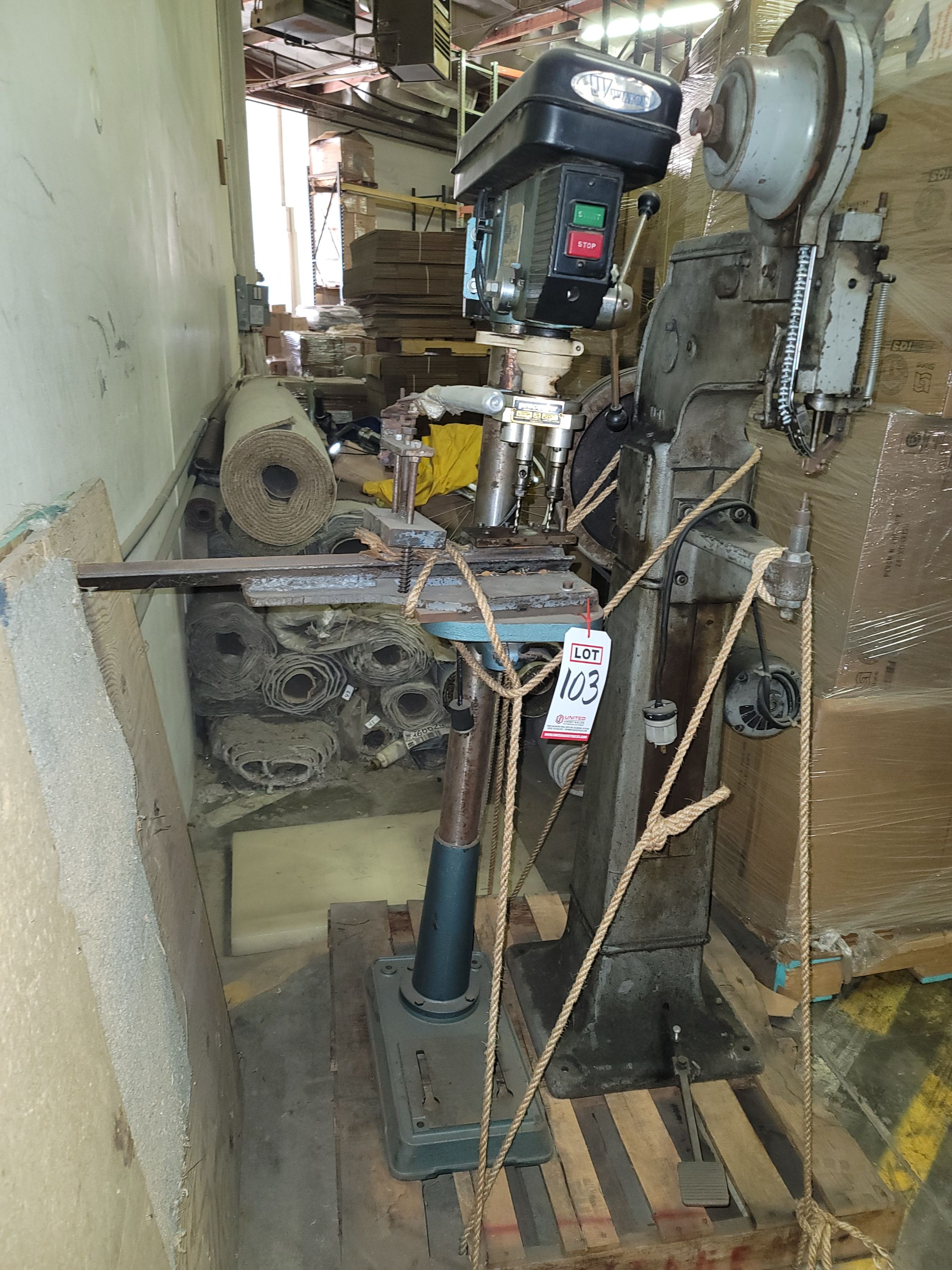 WILTON 15" DRILL PRESS, 12-SPEED W/ PROCUNIER SERIES 3099, MODEL MD, DOUBLE HEAD DRILL ATTACHMENT-103