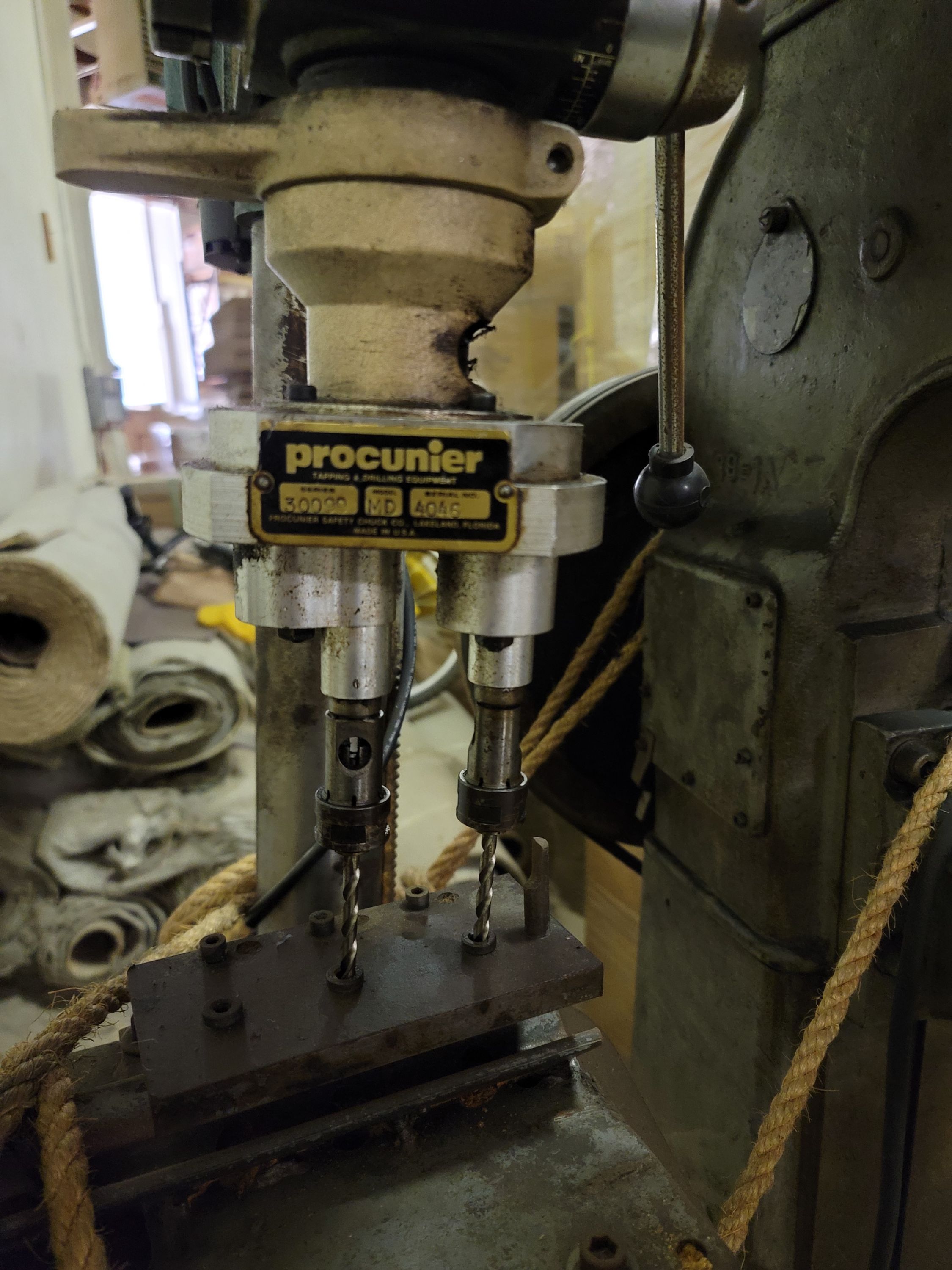 WILTON 15" DRILL PRESS, 12-SPEED W/ PROCUNIER SERIES 3099, MODEL MD, DOUBLE HEAD DRILL ATTACHMENT-103