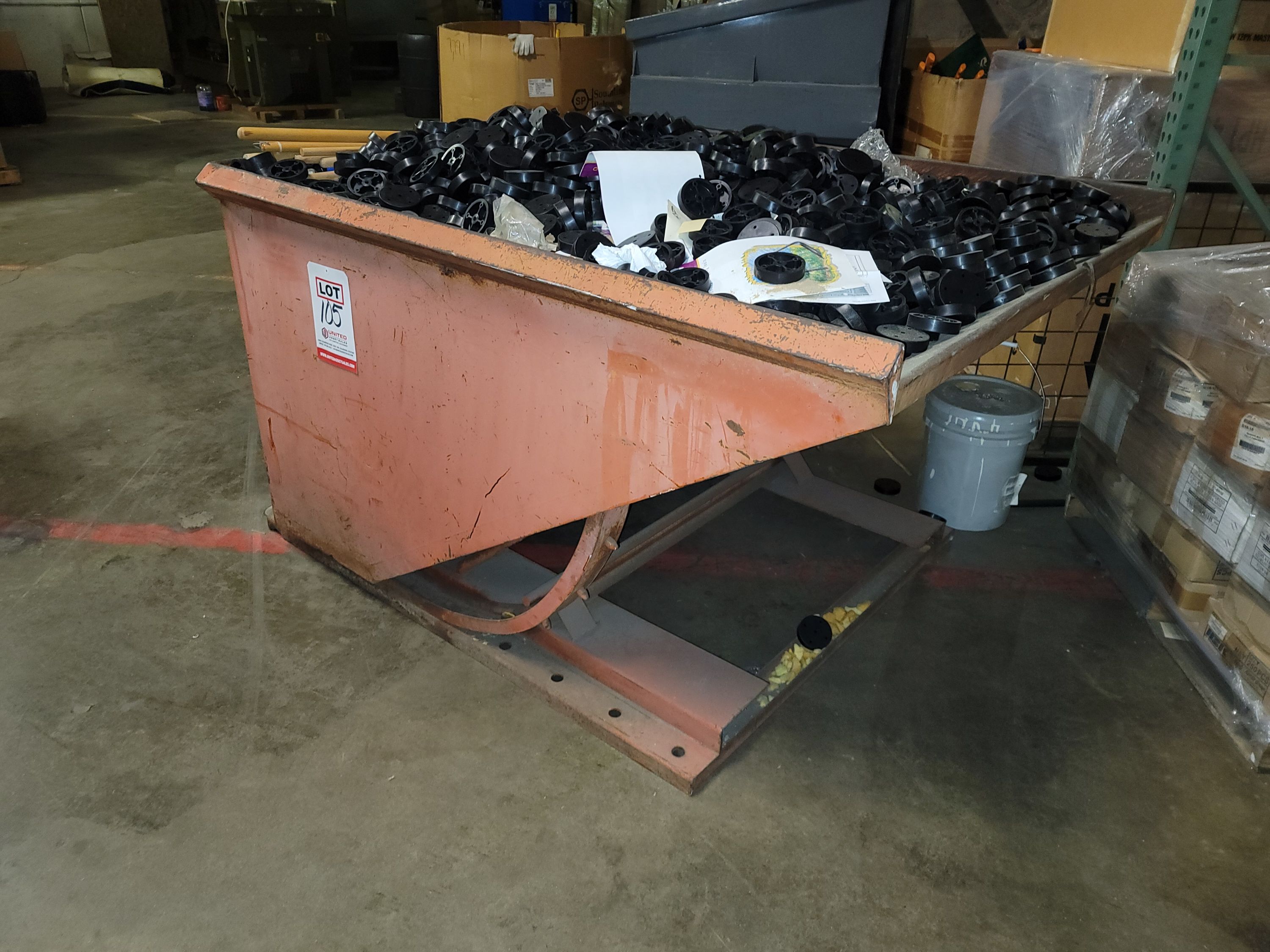 SELF DUMPING HOPPER, 52"W X 65"D X 36"H (THESE ARE INTERIOR DIMENSIONS), DATA PLATE MISSING-105