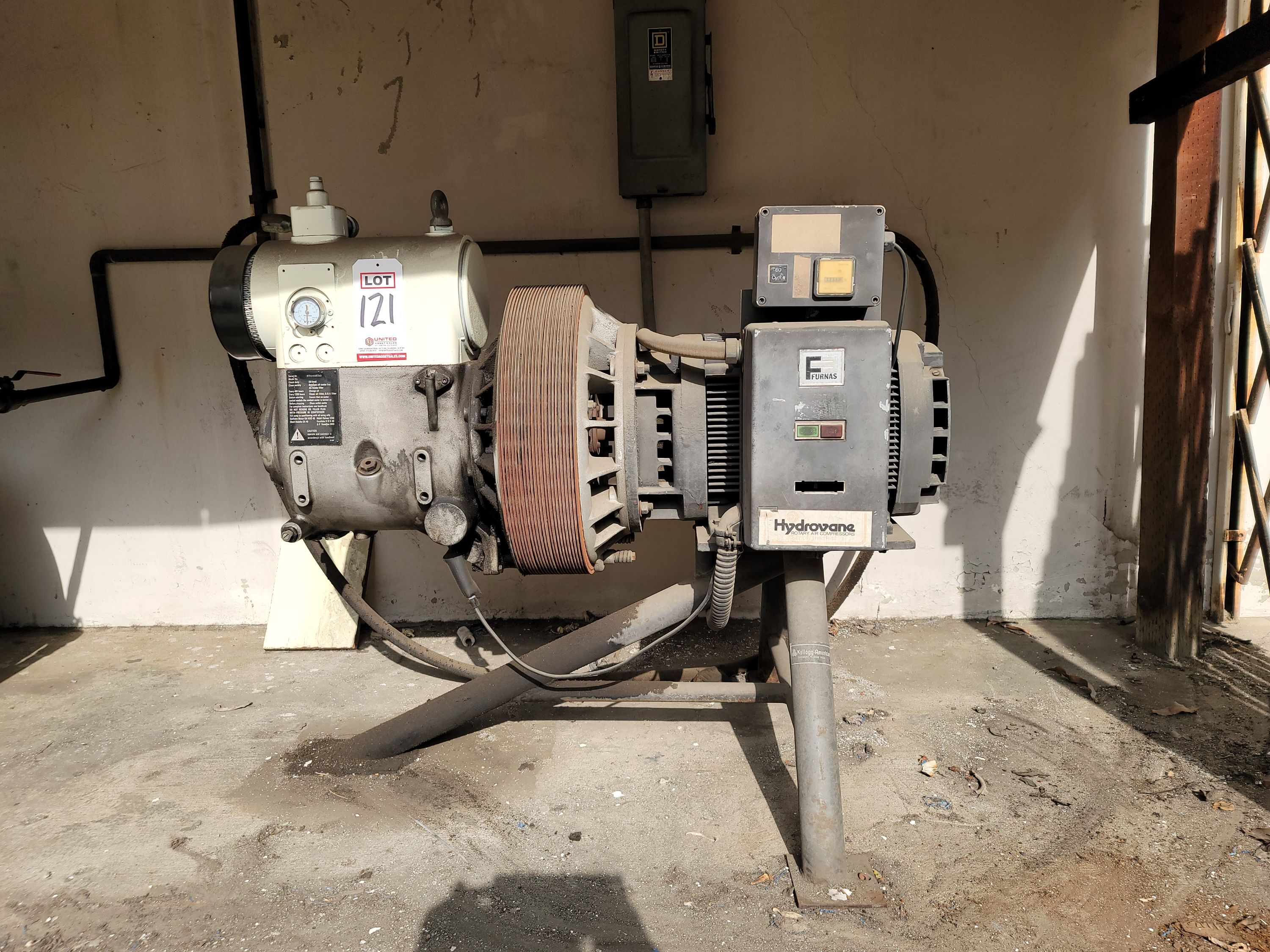HYDROVANE ROTARY AIR COMPRESSOR, 15 HP, NO MODEL NO., S/N 17HV441703, 56,877 HOURS-121