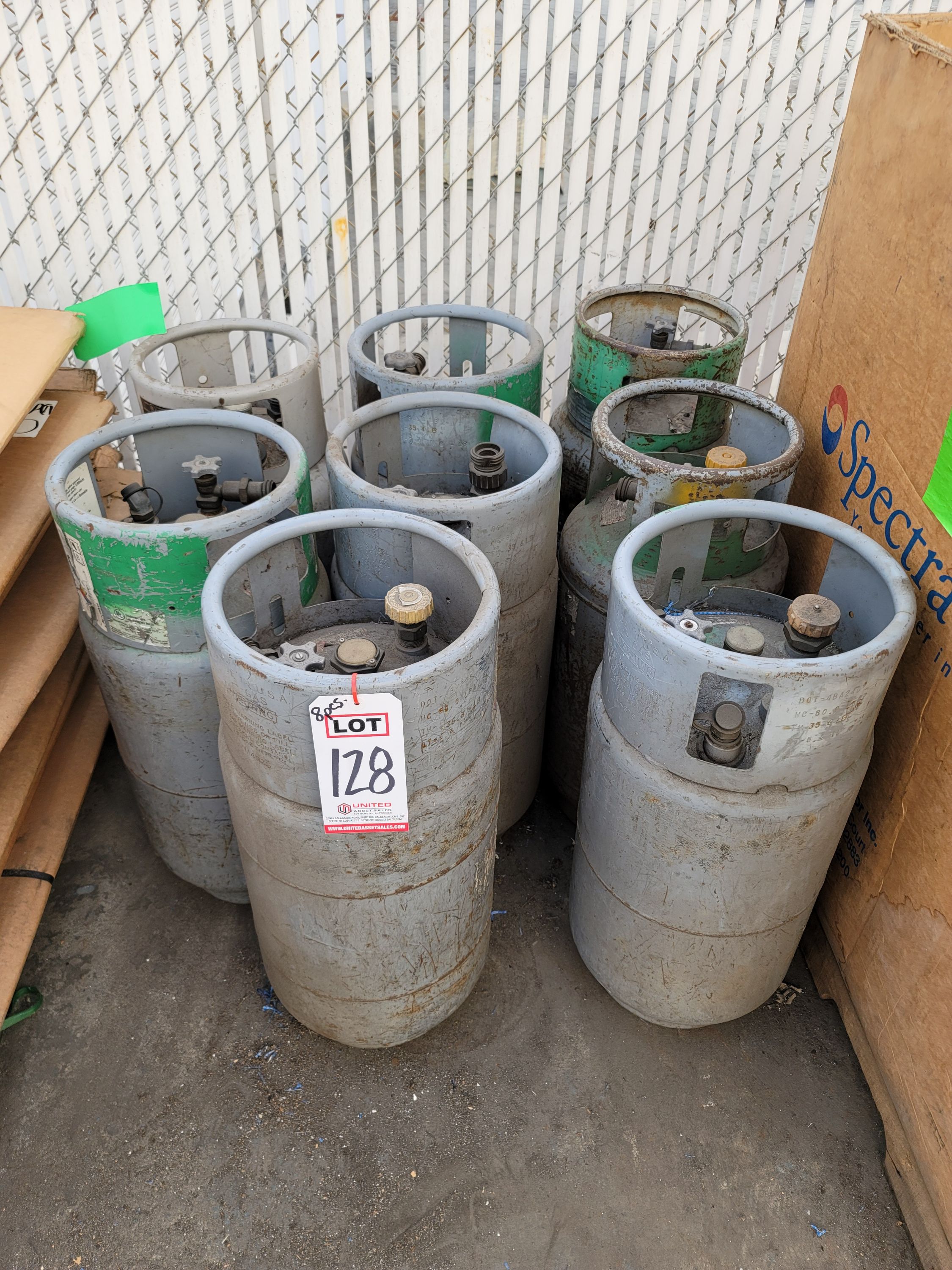 LOT - (8) OLD FORKLIFT LPG TANKS-128