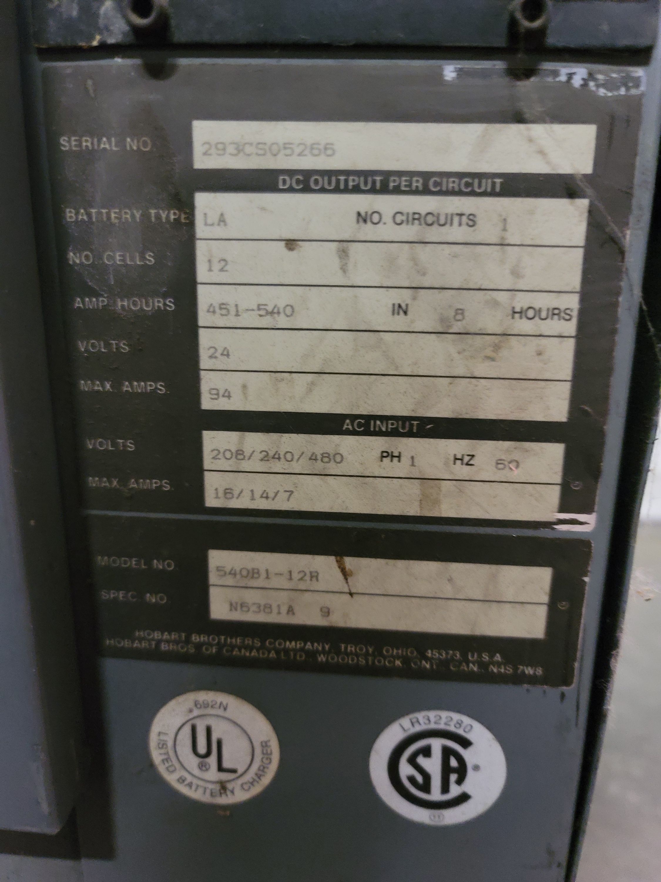 CROWN STAND-UP ELECTRIC FORKLIFT, MODEL 35RRTT, S/N 1A122432, 24V, MAST ID 35RRTT-210, OUT OF SERVICE / NEEDS WORK, W/ HOBART R SERIES 24V CHARGER, MODEL 540B1-12R, S/N 293CS05266 (CHARGER WORKS) FORKLIFT BATTERIES WERE REPLACED NEW 3 YEARS AGO, BUT THAT DID NOT FIX THE PROBLEM-129