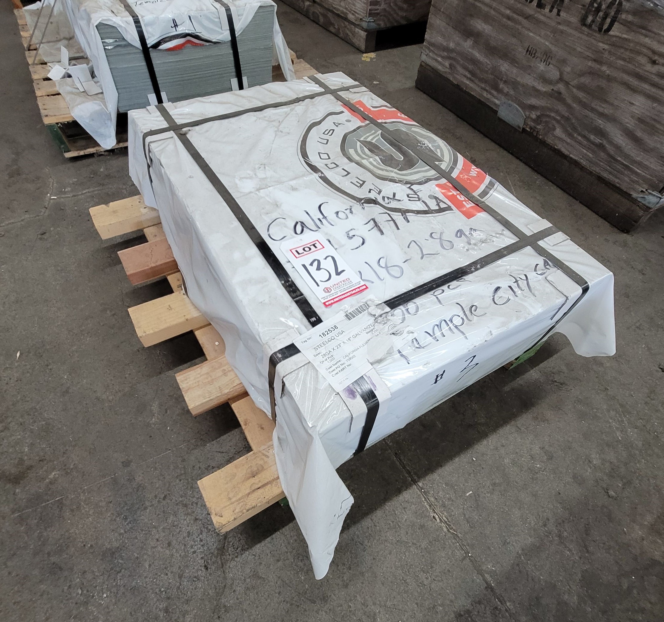 2,250 LBS OF 28GA X 23" X 18" GALVANIZED SHEETS, 1,000 PIECES-132