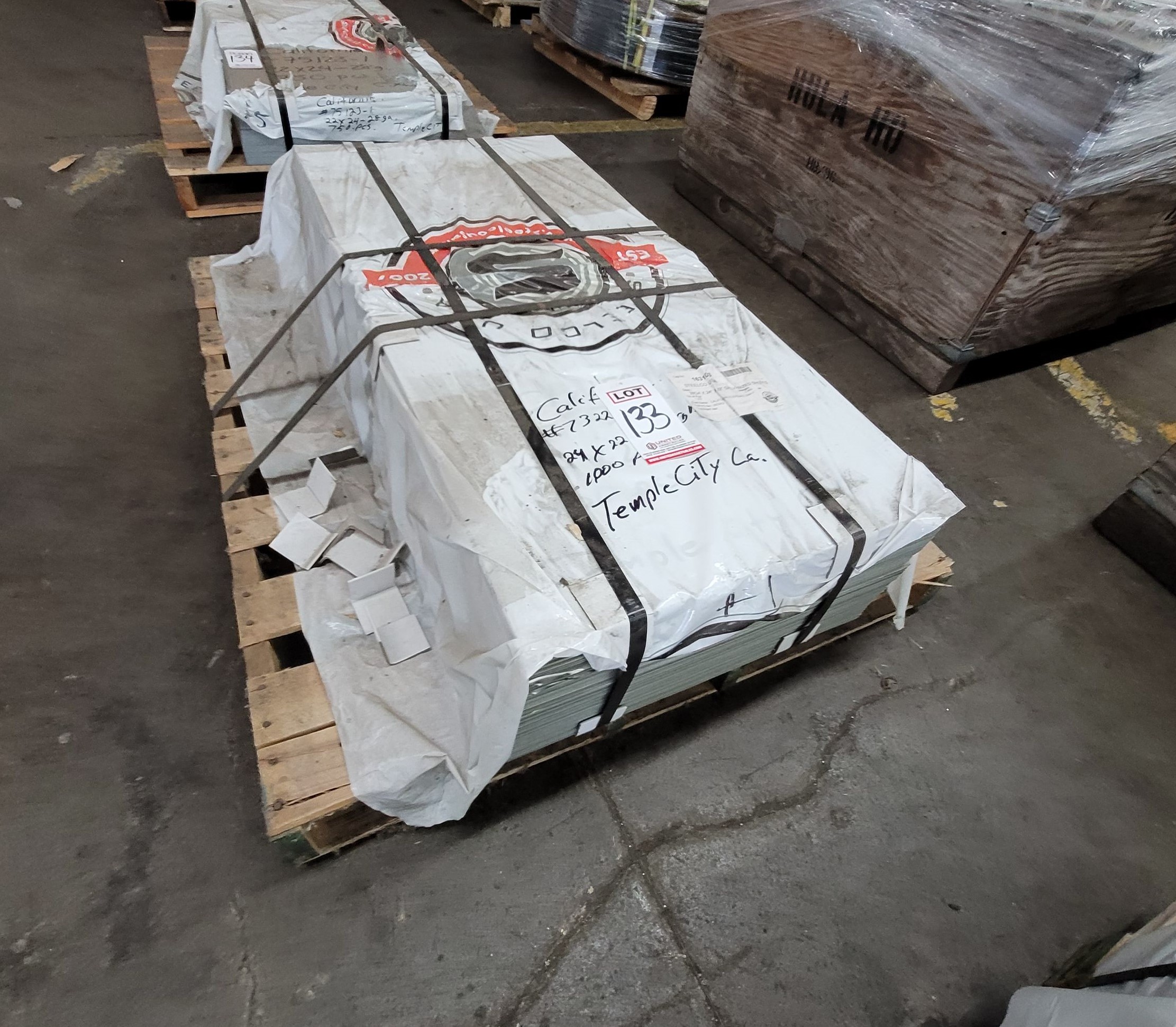 2,860 LBS OF 28GA X 24" X 22" GALVANIZED SHEETS, 1,000 PIECES-133