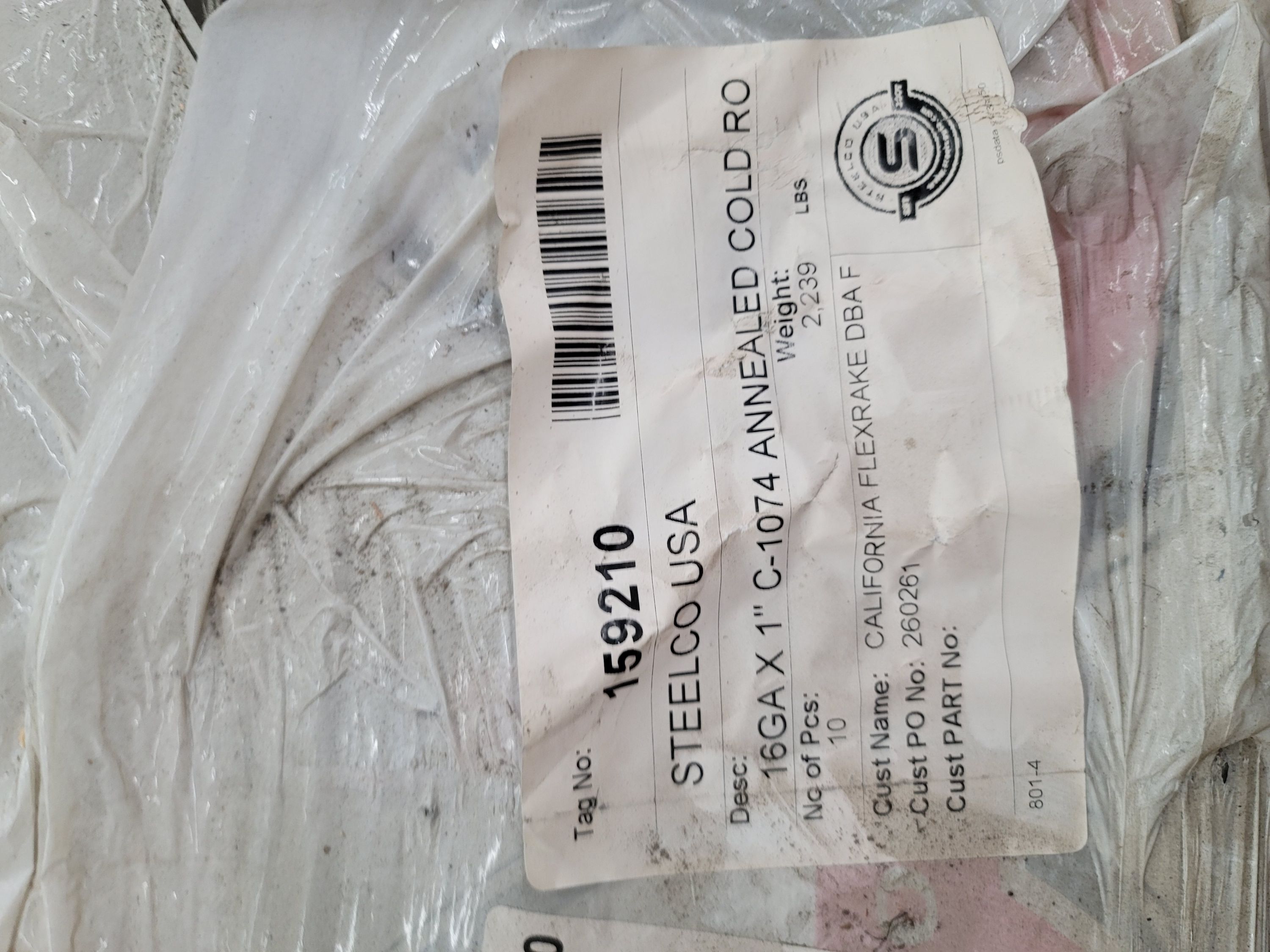 2,239 LBS OF 16GA X 1" C-1074 ANNEALED COLD ROLLED STEEL BAND-146