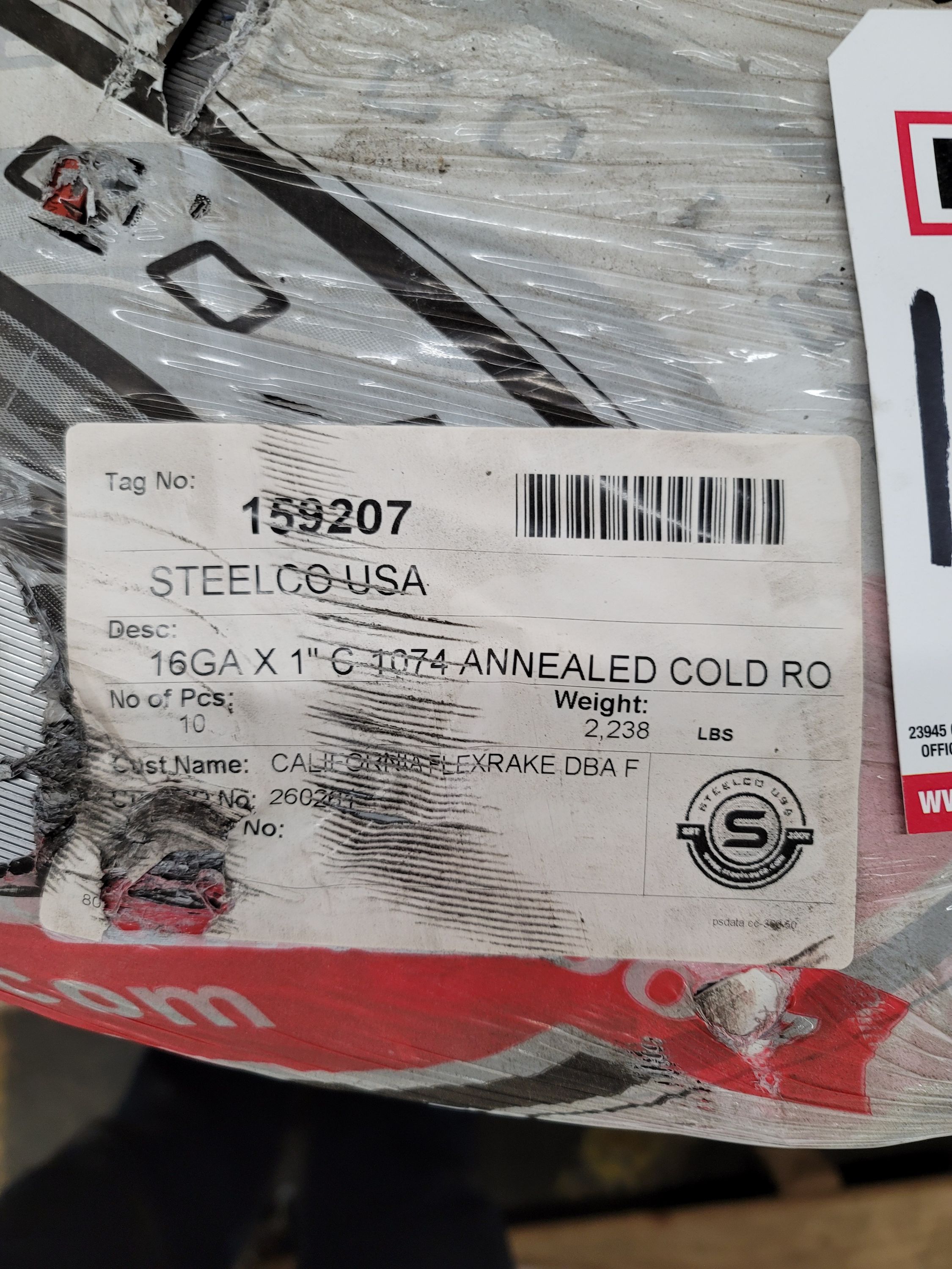 APPROX. 4,476 LBS OF 16GA X 1" 1074 ANNEALED COLD ROLLED STEEL BAND-147