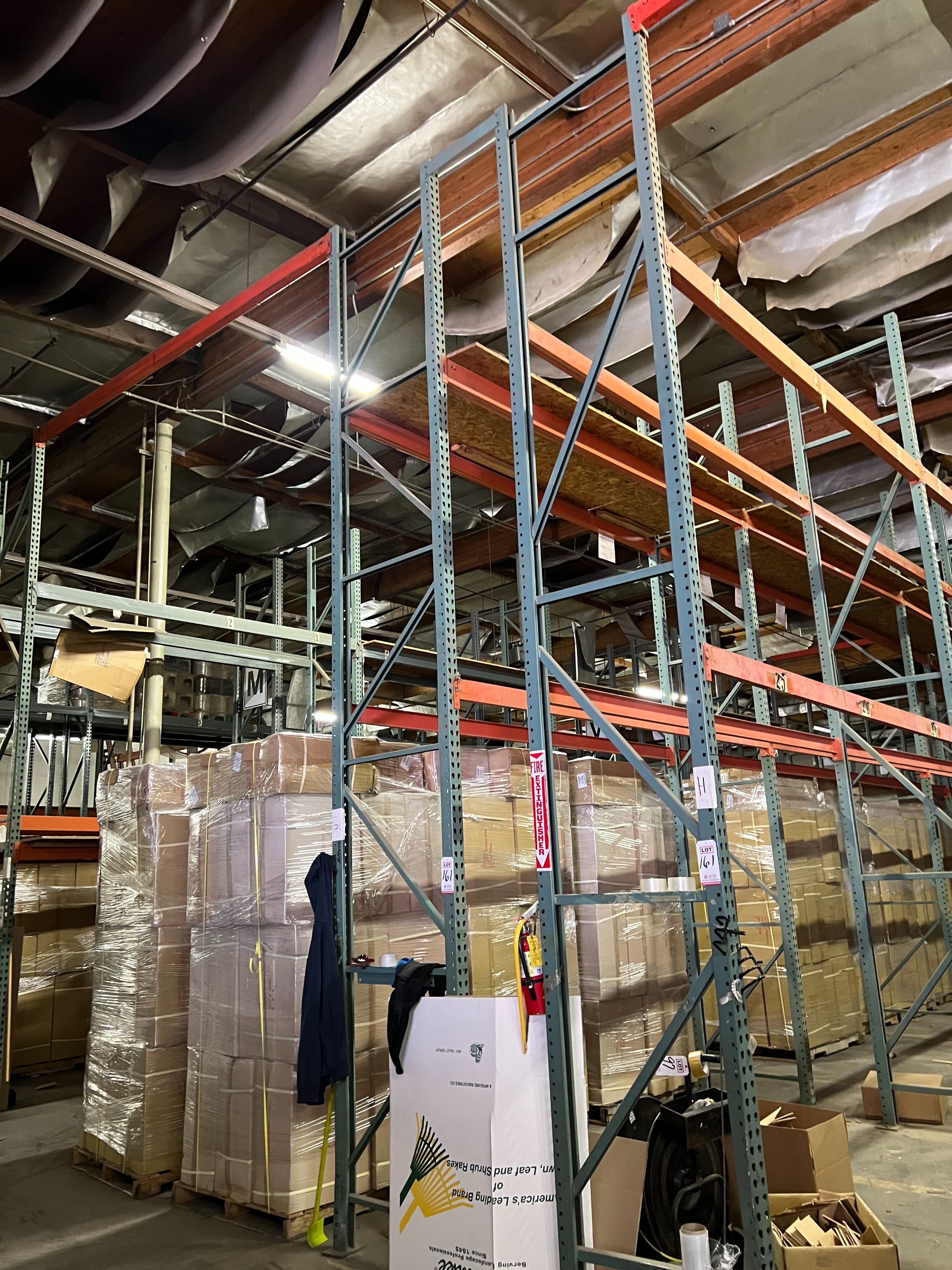 (12) ROWS OF GREEN/ORANGE PALLET RACKING, CONTENTS NOT INCLUDED-161