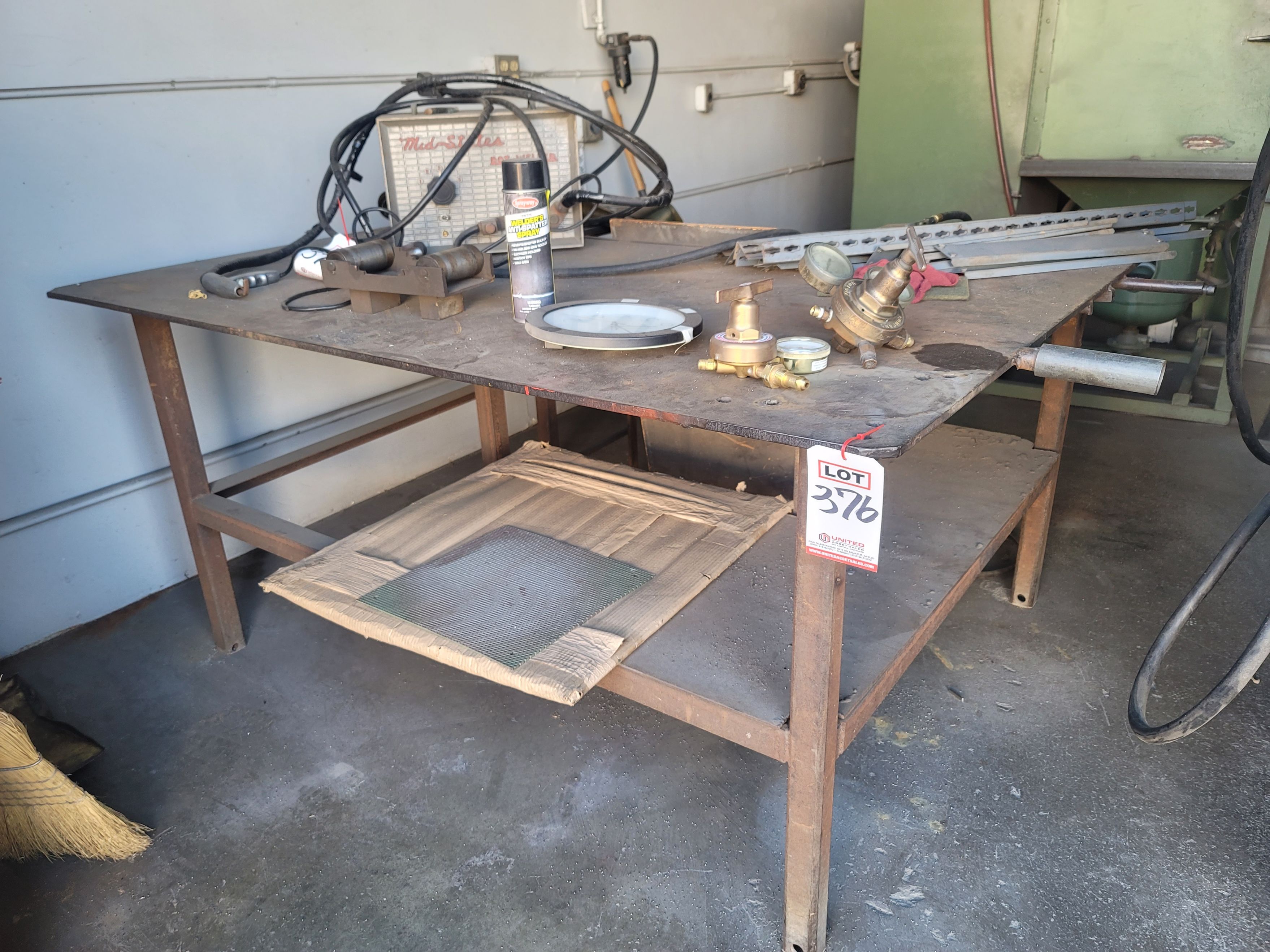 U-SHAPED WELDING TABLE, 68" X 56" X 7/16" TOP, CONTENTS NOT INCLUDED-376