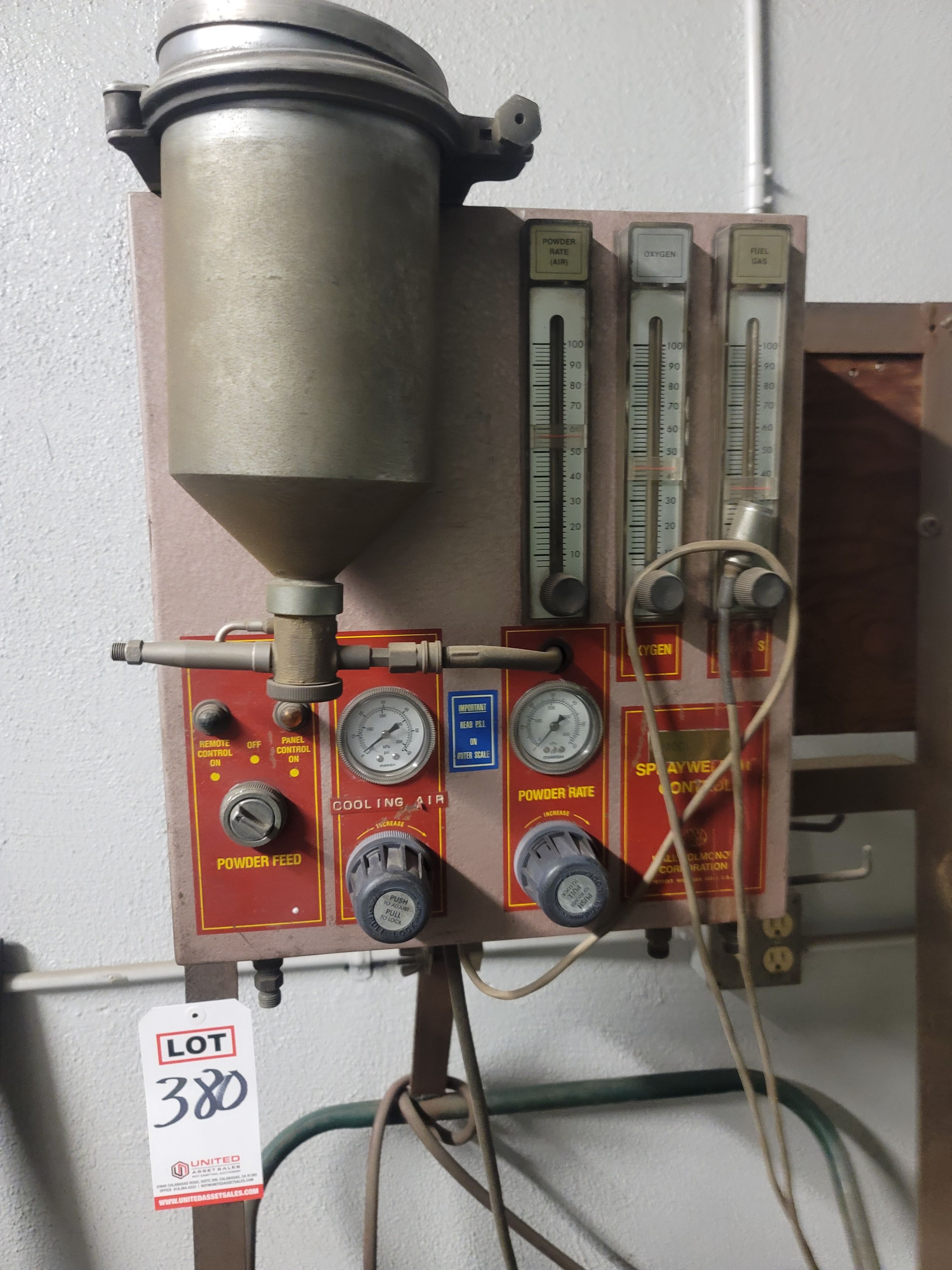 WALL COLMONOY CORP POWDER HOPPER, MODEL J-3 SPRAY WELDER CONTROL-380