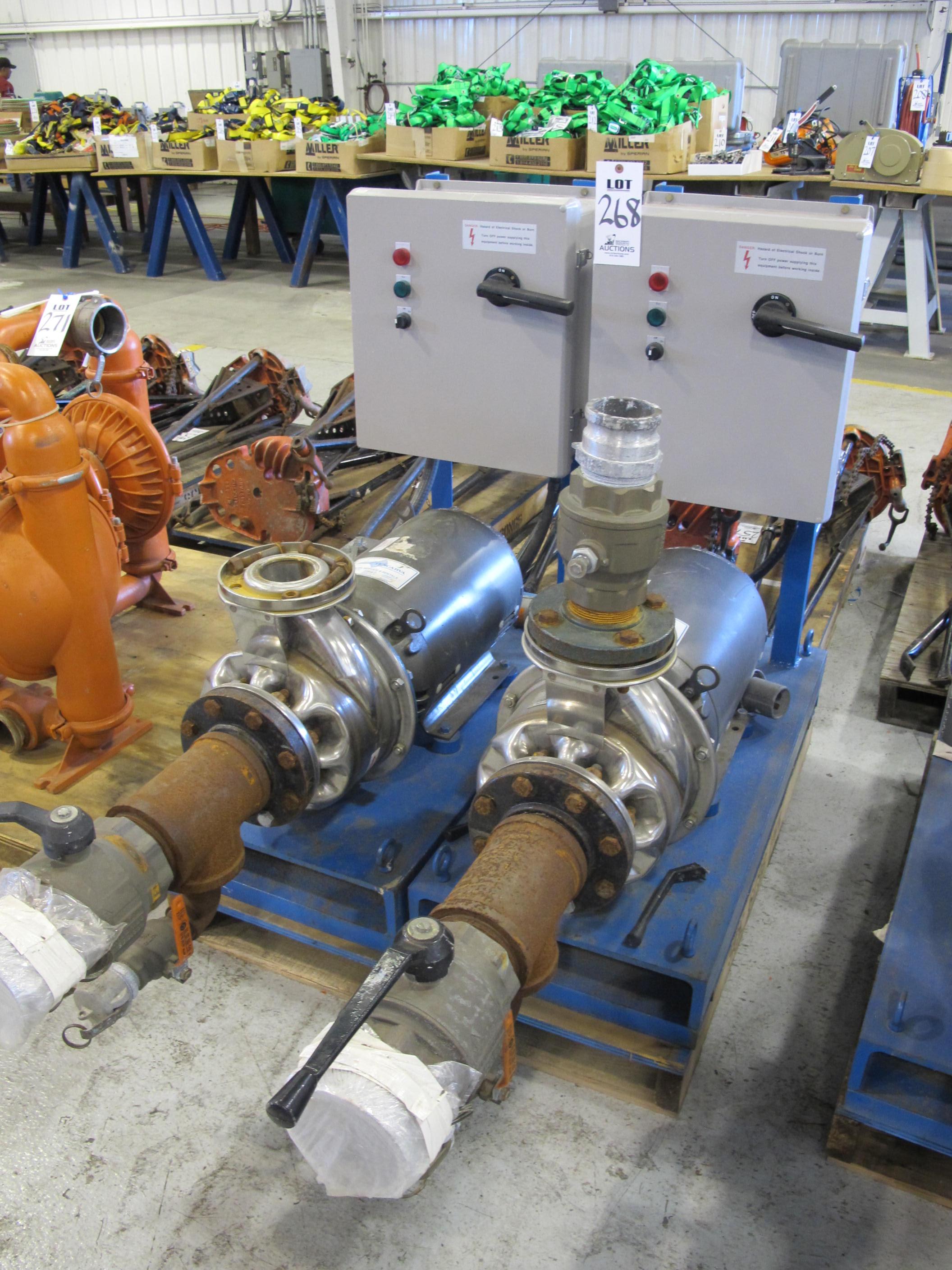 LOT (2) BALDOR 25 HP PUMPS W/ ELECTRIC CONTROL BOX (G-49) LOADING & HANDLING FEE $15-