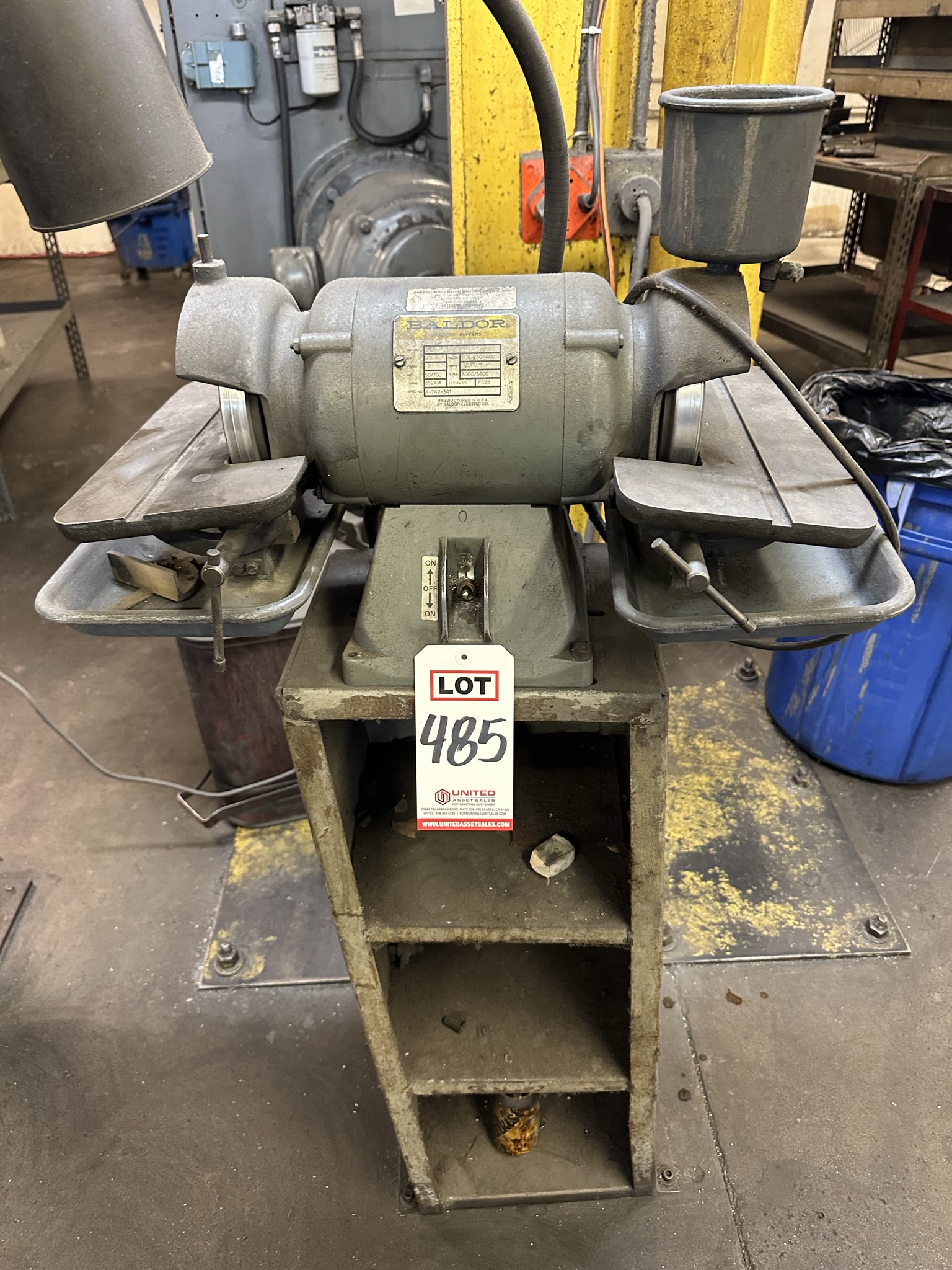 BALDOR 6" DIAMOND TOOL GRINDER, CAT. NO. 532, 1/2 HP, PEDESTAL-485