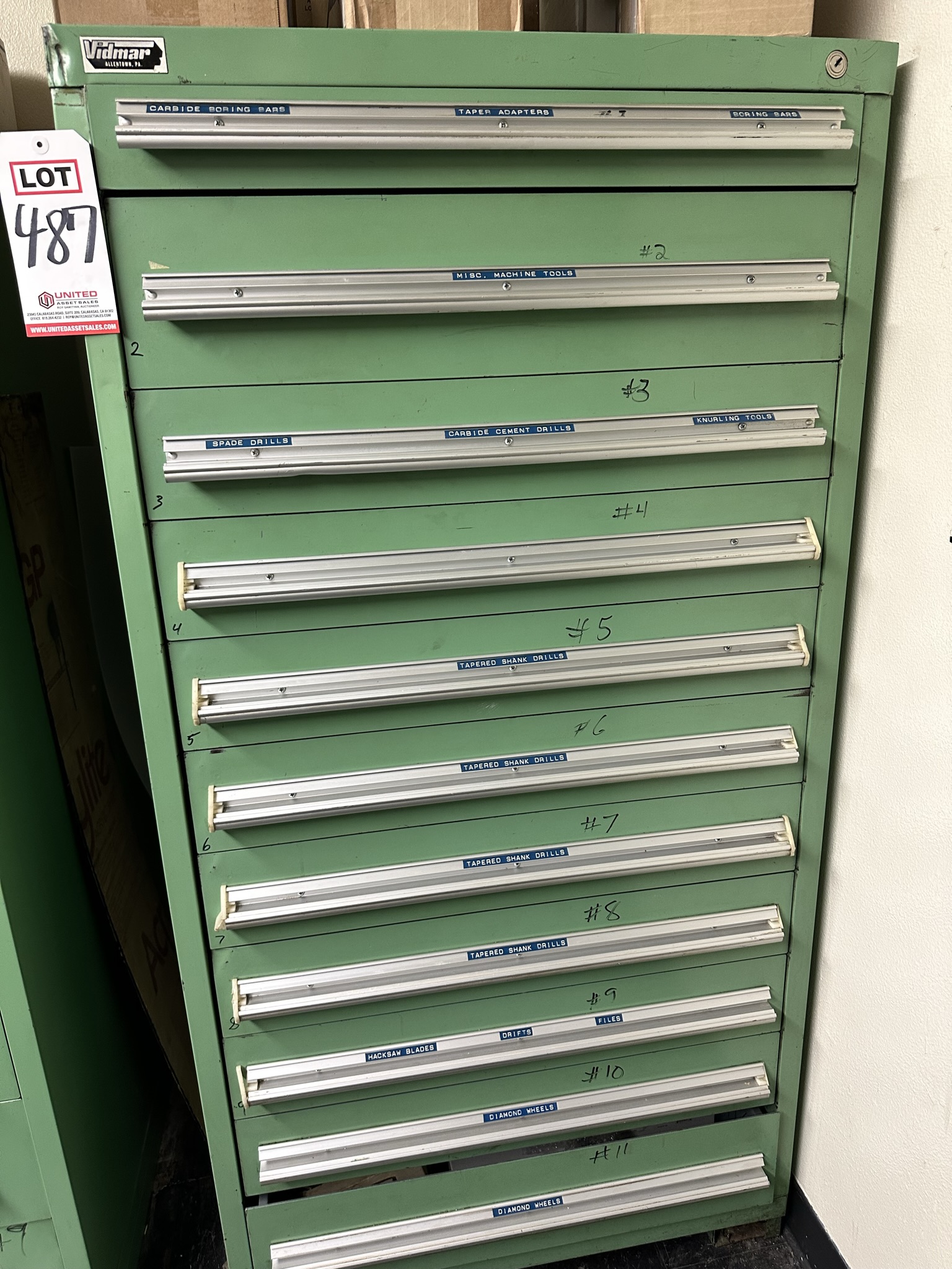 VIDMAR 11-DRAWER TOOL CABINET, W/ CONTENTS OF TOOLING-487