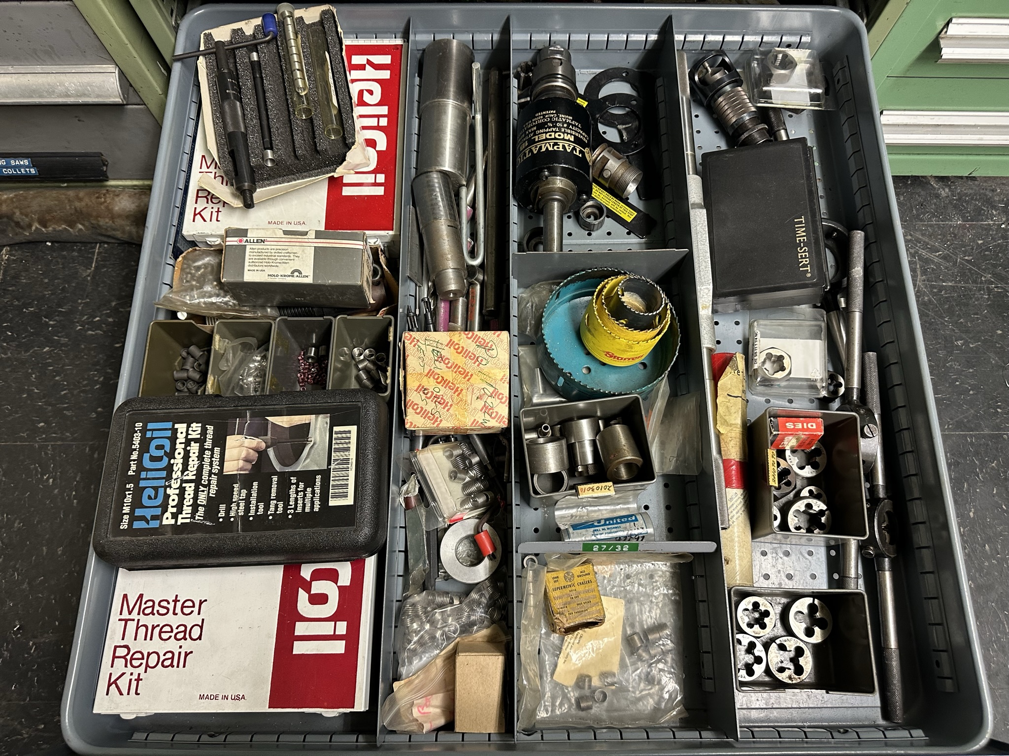 WATERLOO 9-DRAWER TOOL CABINET, W/ CONTENTS OF TOOLING, TO INCLUDE: DRILLS, TAPS, DIES, ETC.-490