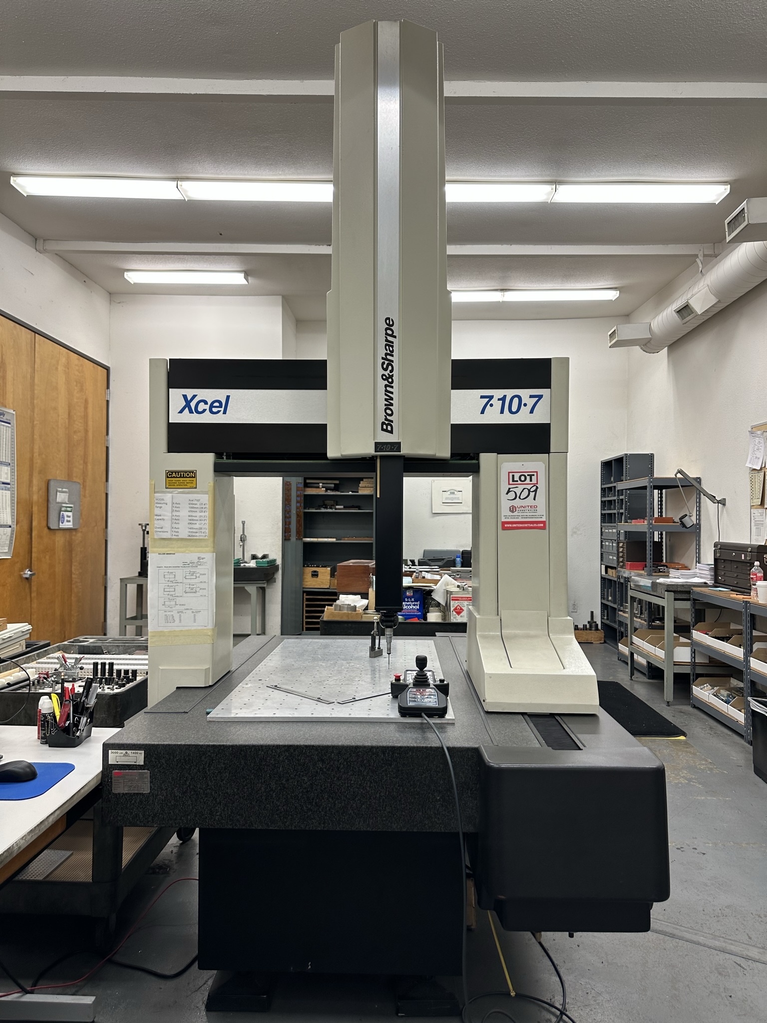 BROWN & SHARPE XCEL 7.10.7 COORDINATE MEASURING MACHINE, VALIDATOR RENISHAW PH10MQ PROBE, 36" X 55" GRANITE TABLE, RENISHAW MCU LITE-2 JOYSTICK, S/N 0496-2320, UPDATED SOFTWARE PROGRAM AUGUST 2021-509