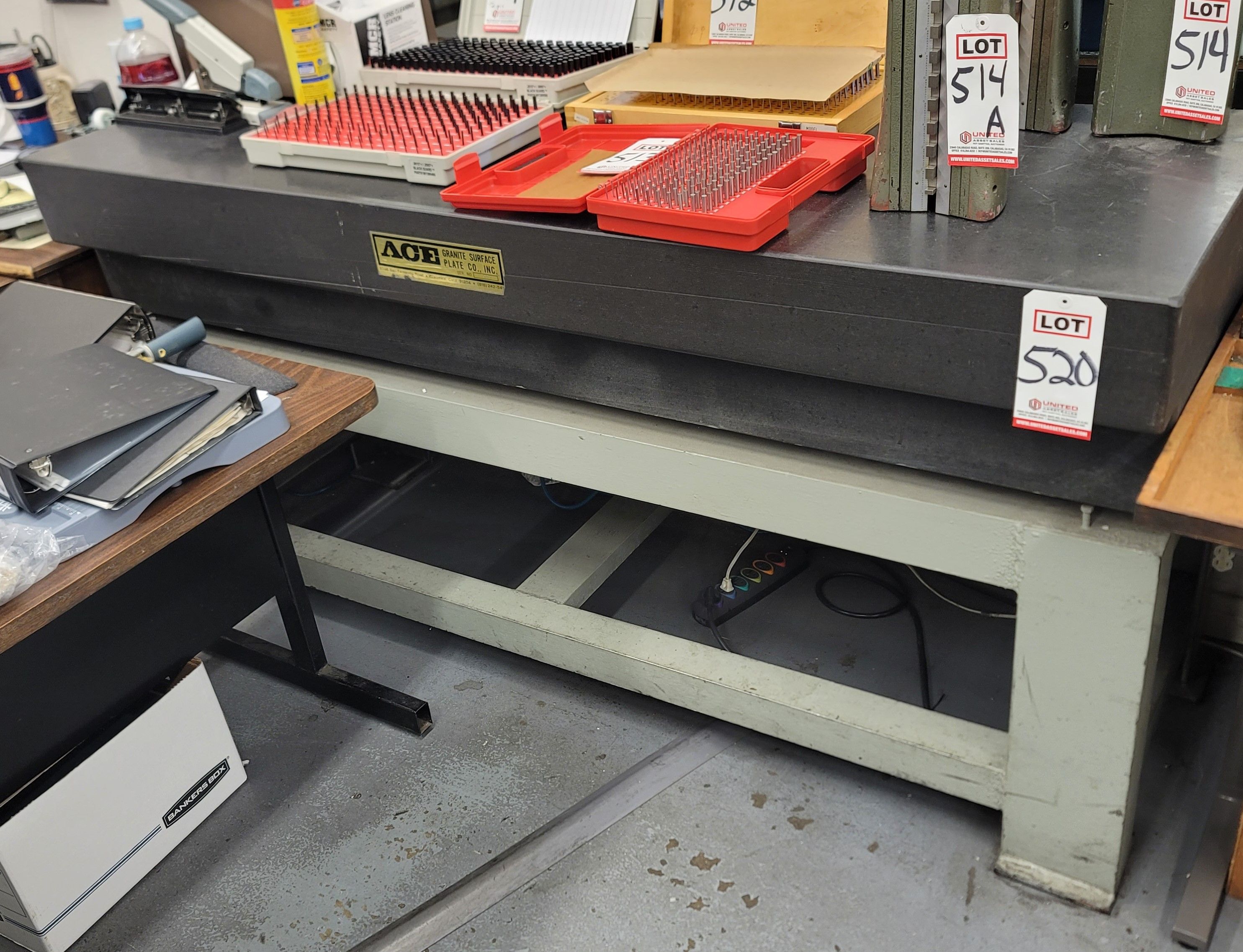 ACE GRANITE SURFACE PLATE, 6' X 2' X 6", W/ STAND-520