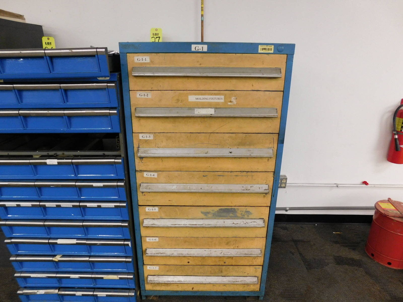 7 DRAWER PARTS CABINET 30"X 28"X59", W/CONTENTS-27