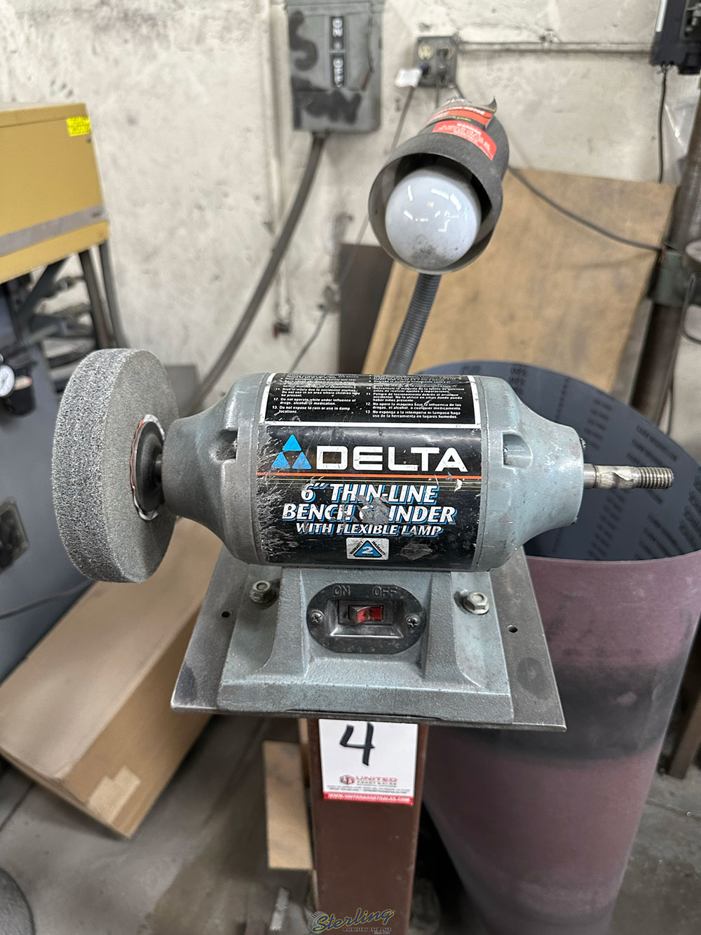 DELTA 6inch THIN LINE BENCH GRINDER ON PEDESTAL MODEL 23 665 S N 9838-4
