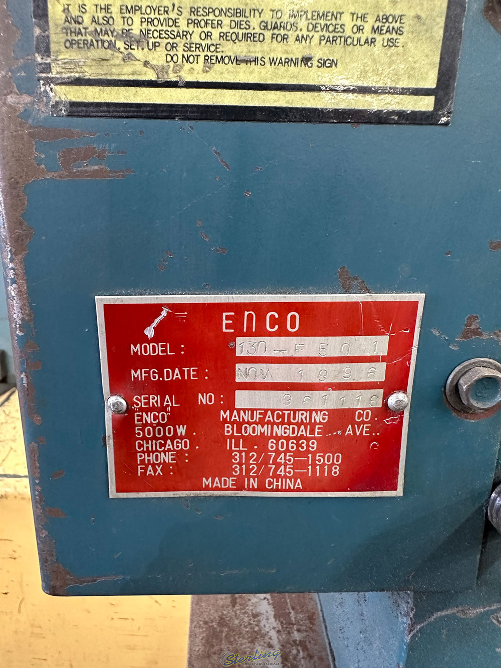 ENCO 50inch X 16 GAUGE MANUAL SLIP ROLL S N 961116 W  CART-12