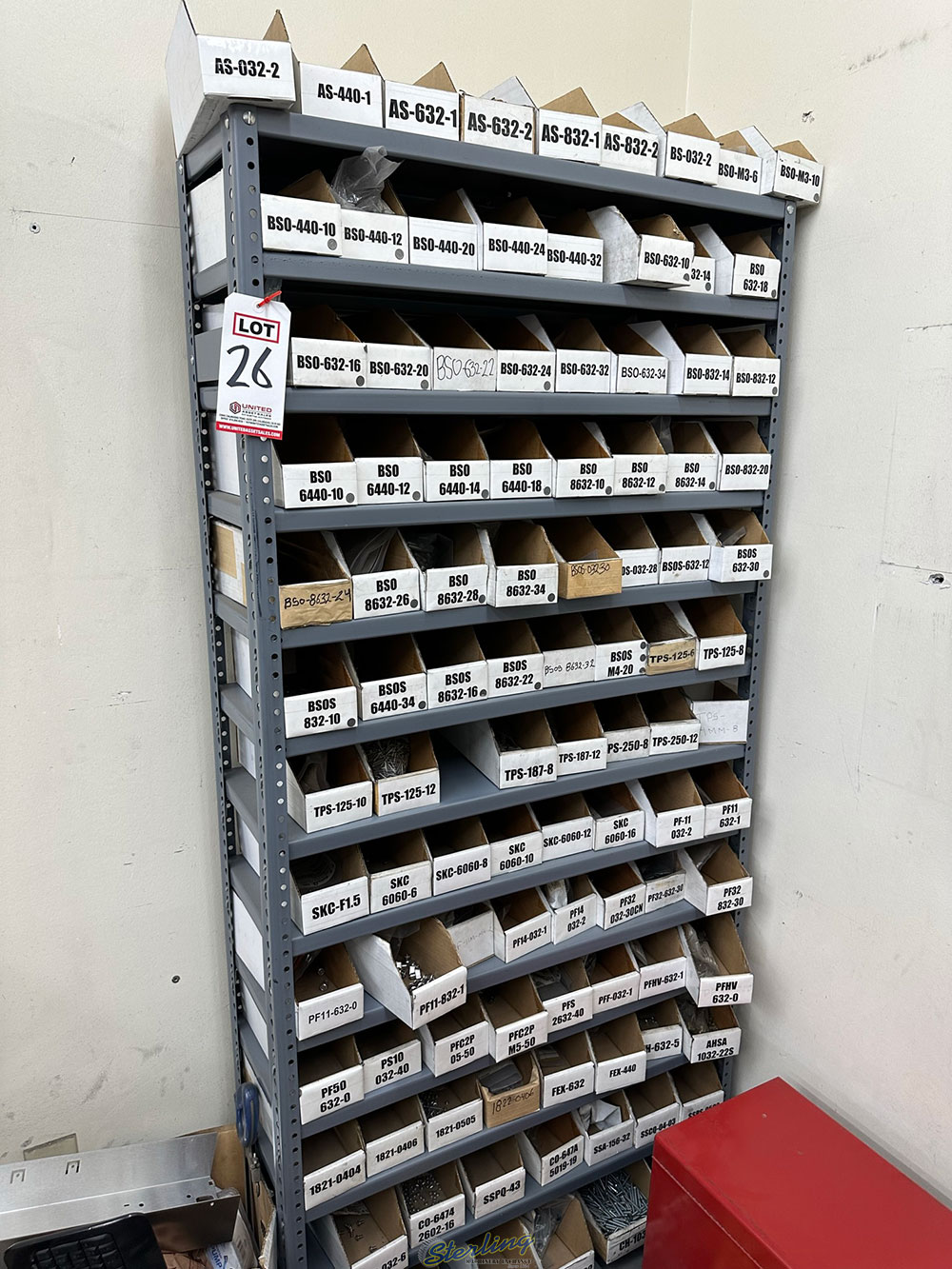 LOT   SHELF UNIT W  CONTENTS: INSERTION PRESS HARDWARE-26
