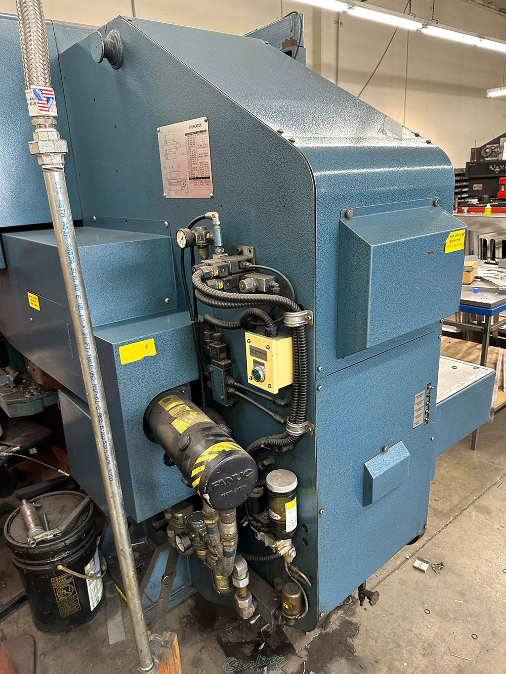 1985 AMADA TURRET PUNCH PRESS MODEL PEGA 345 KING 30 TON 58 STATION 40inch X 50inch SHEET SIZE THICK TURRET BALL TABLE FANUC P 6M CNC CONTROL UNISORB VIBRATION ISOLATION PADS NEW CLUTCH AND BRAKE INSTALLED APPROX. 1 YEAR AGO S N AK450018-31