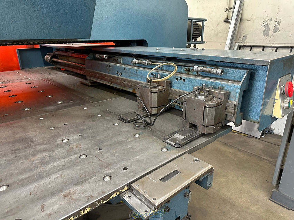 1985 AMADA TURRET PUNCH PRESS MODEL PEGA 345 KING 30 TON 58 STATION 40inch X 50inch SHEET SIZE THICK TURRET BALL TABLE FANUC P 6M CNC CONTROL UNISORB VIBRATION ISOLATION PADS NEW CLUTCH AND BRAKE INSTALLED APPROX. 1 YEAR AGO S N AK450018-31