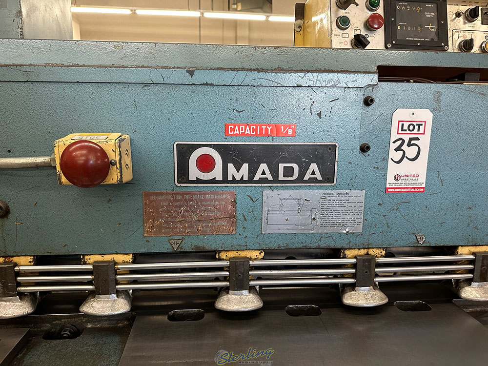AMADA SHEAR MODEL M 1232 1 8inch X 4 ft CAPACITY 27inch SQUARING ARM S N 1230914-35