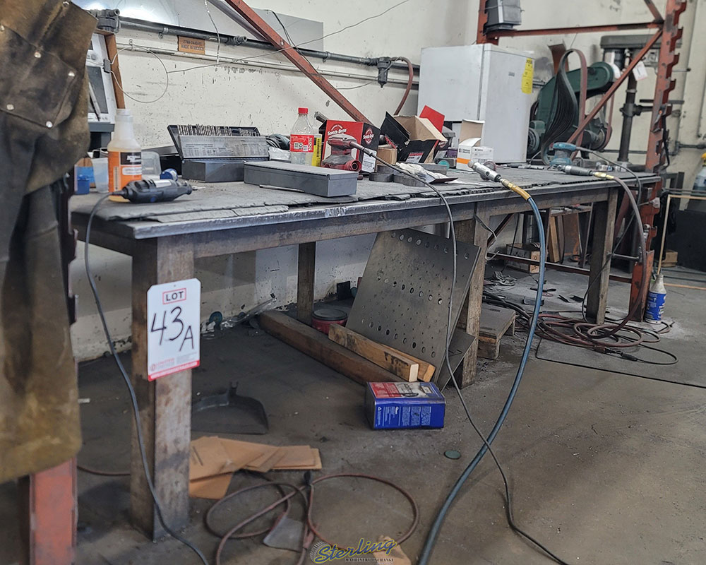 WELDING TABLE W  10 ft X 4 ft X 1inch THICK STEEL TOP CONTENTS NOT INCLUDED-43A