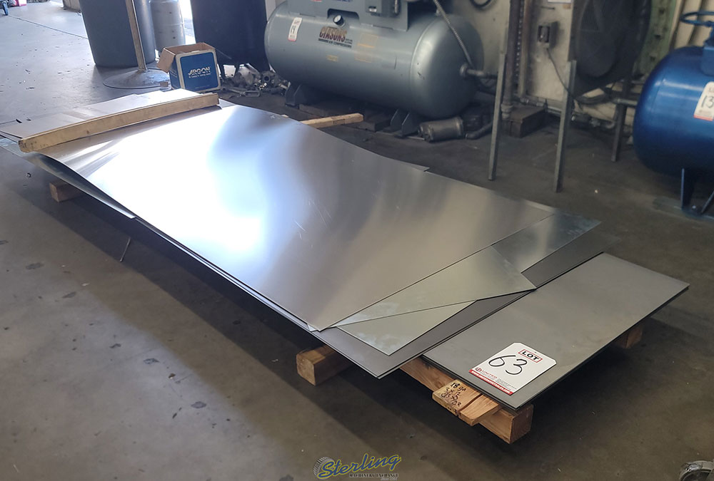 LOT   PALLET OF (13) 3 ft X 12 ft X 18 GA. COLD ROLLED STEEL SHEET PLUS MISC. SHEETS AND REMNANTS ON TOP-63