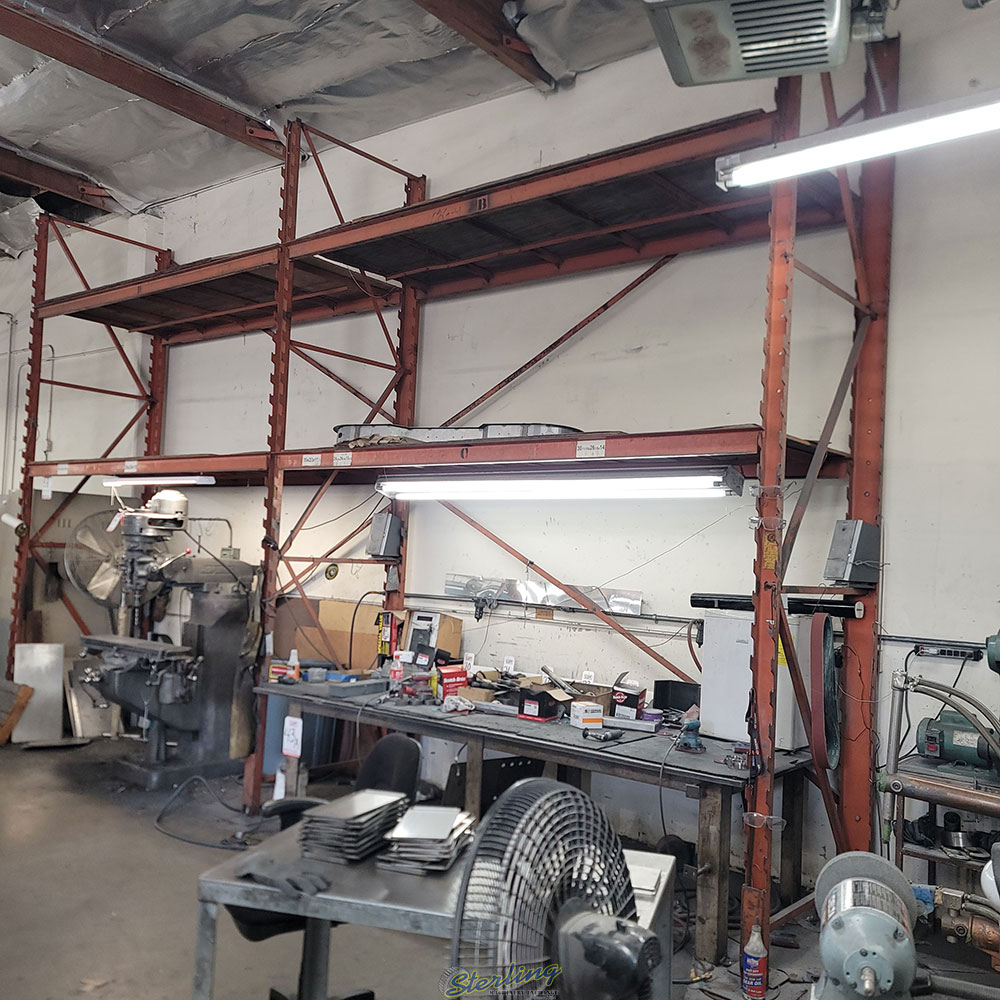 LOT   (2) SECTIONS OF PALLET RACK 123inch BEAMS 14 ft UPRIGHTS 45inch DEEP CONTENTS NOT INCLUDED-68
