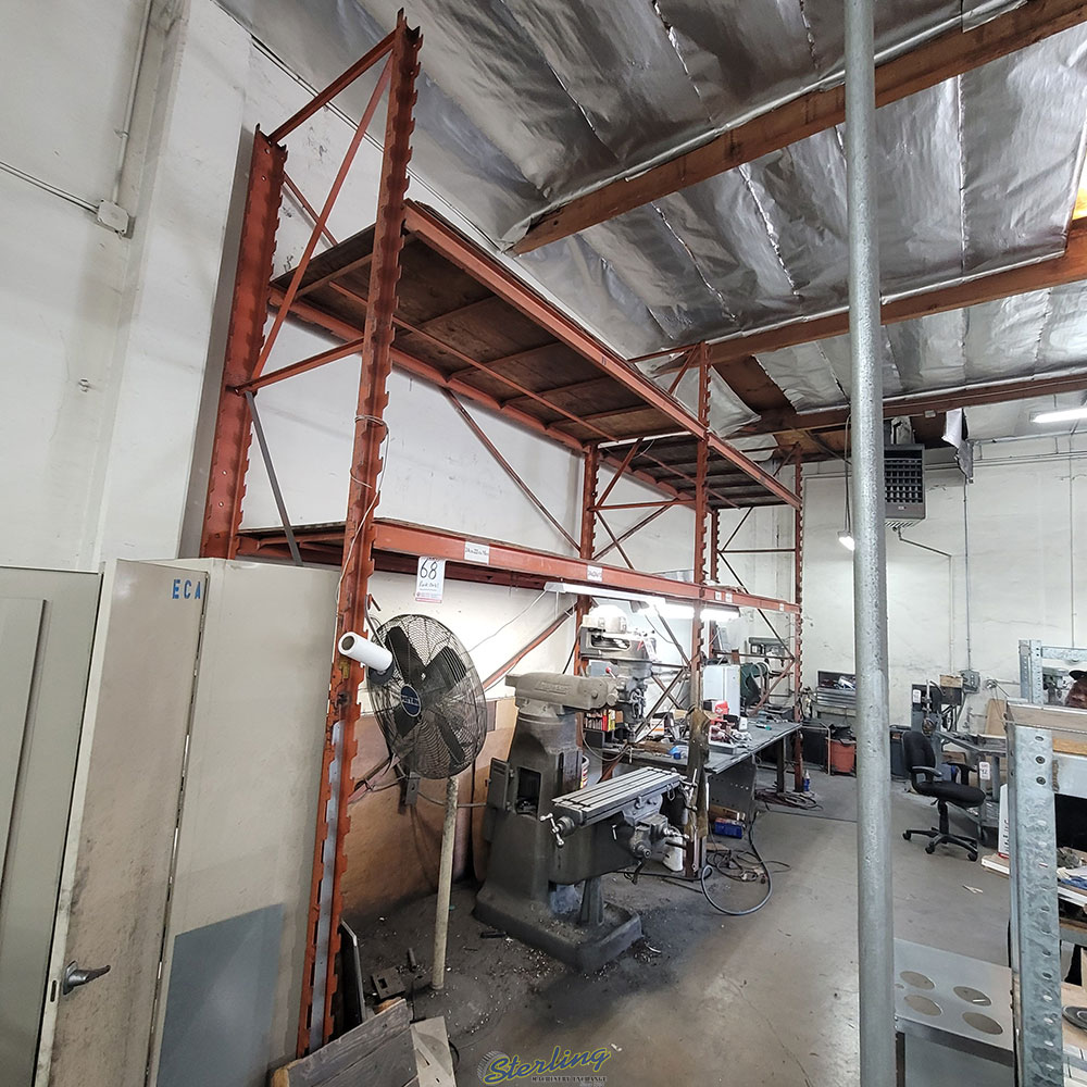 LOT   (2) SECTIONS OF PALLET RACK 123inch BEAMS 14 ft UPRIGHTS 45inch DEEP CONTENTS NOT INCLUDED-68
