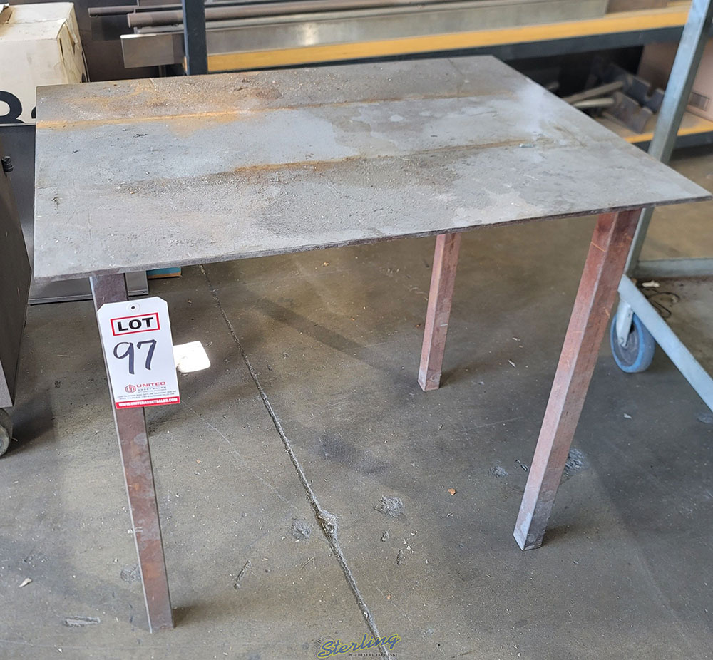 STEEL TABLE W  32inch X 24inch X 5 16inch THICK STEEL TOP CONTENTS NOT INCLUDED-97