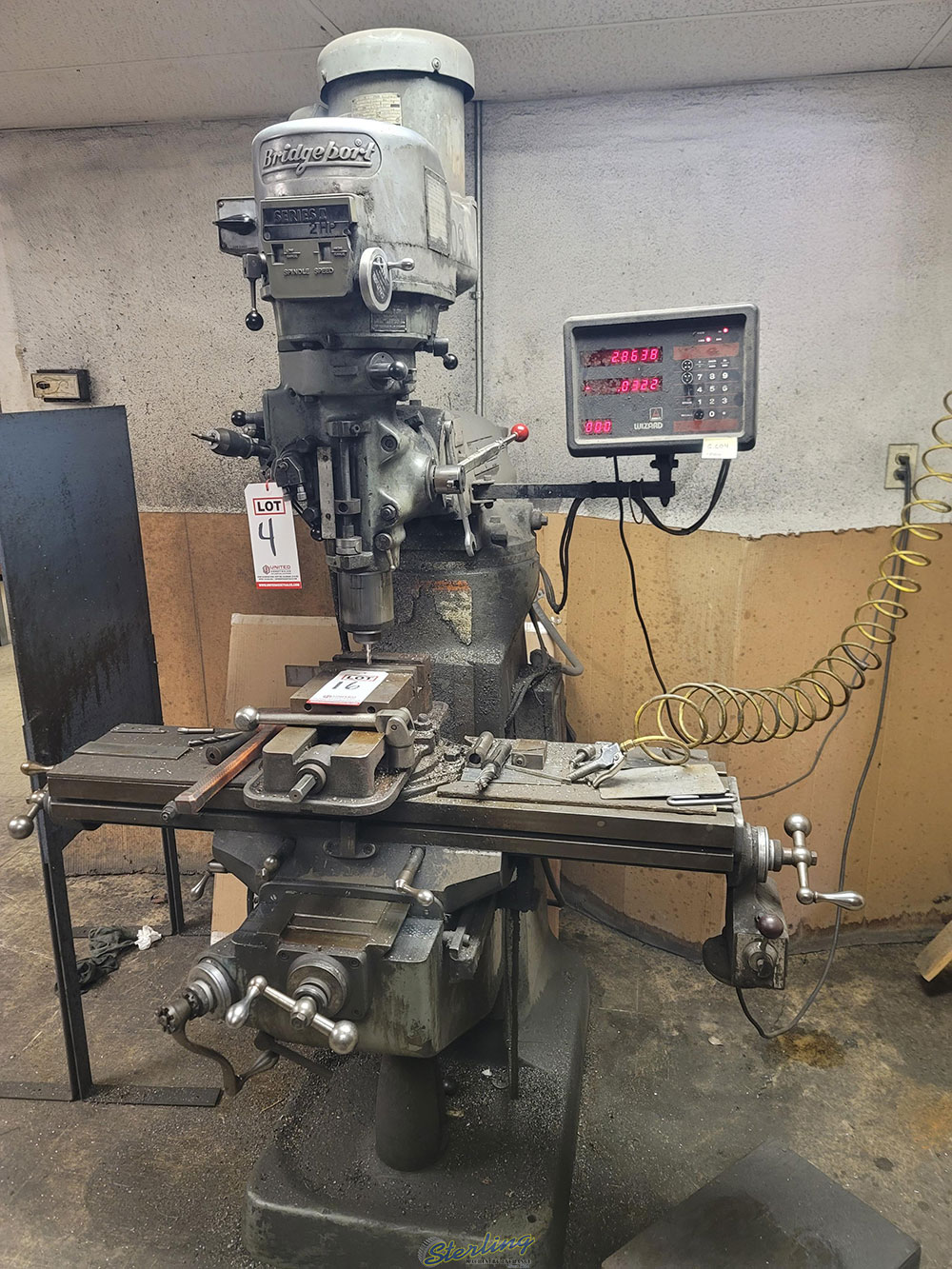 BRIDGEPORT-BRIDGEPORT VERTICAL MILL, ANILAM WIZARD DRO, POWERFEED, S/N 12/BR244397-4