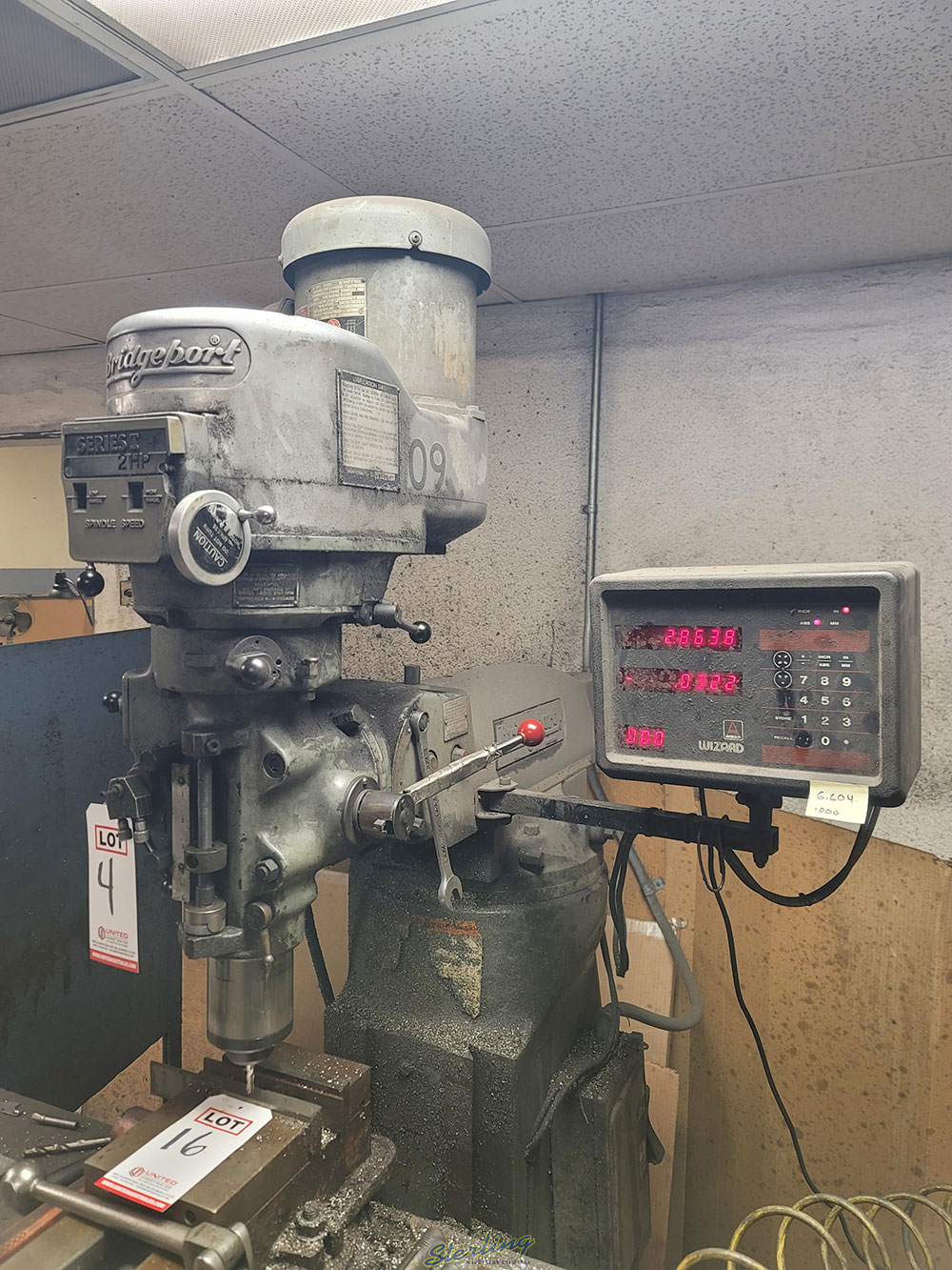 BRIDGEPORT-BRIDGEPORT VERTICAL MILL, ANILAM WIZARD DRO, POWERFEED, S/N 12/BR244397-4