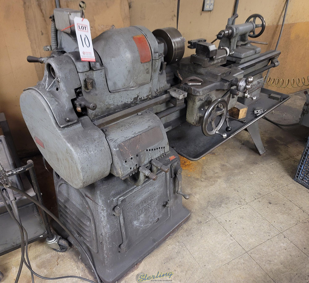 SOUTH BEND 16" LATHE, 7-1/2" 3-JAW CHUCK, TAILSTOCK, NIX QUICK-CHANGE TOOL POST-10