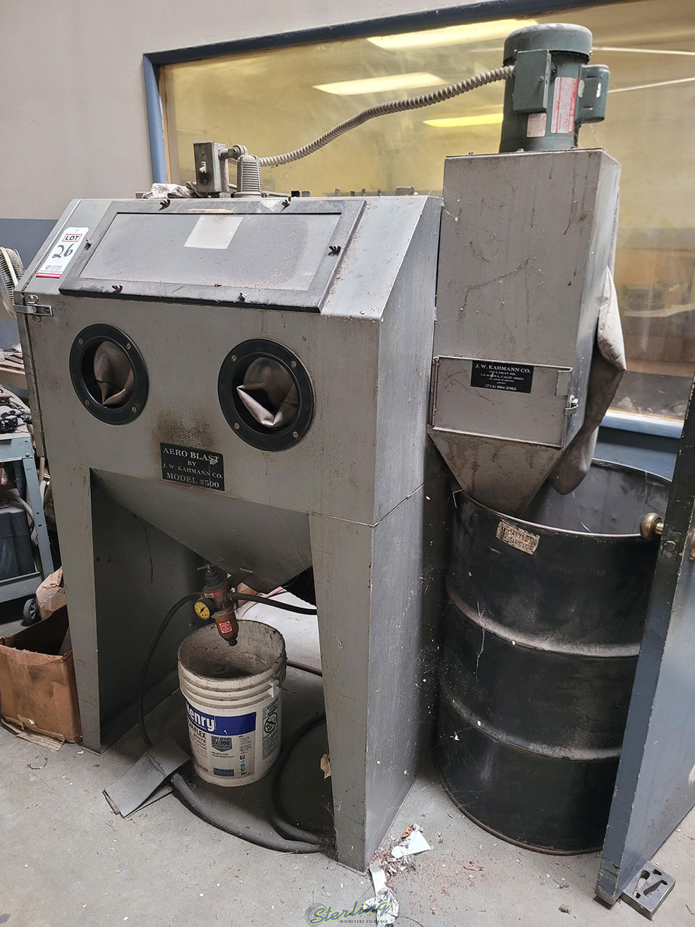 AERO BLAST SANDBLAST CABINET, MODEL #500, W/ DUST COLLECTION, WORK AREA: 3' X 2' X 2'-26