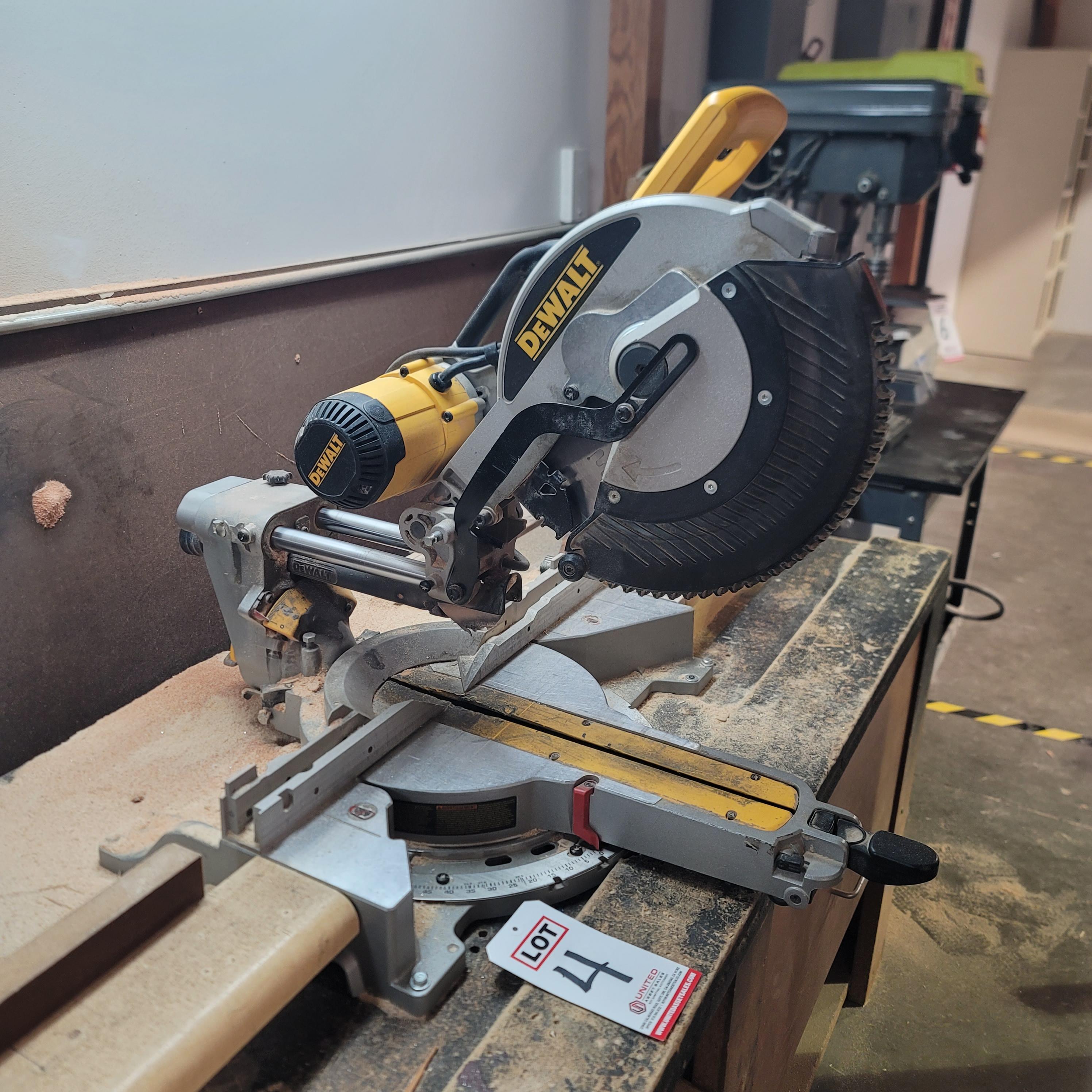 DEWALT 12" DOUBLE BEVEL SLIDING COMPOUND MITER SAW, MODEL DWS780, S/N 560387, WITH OR WITHOUT WOOD BENCH-4