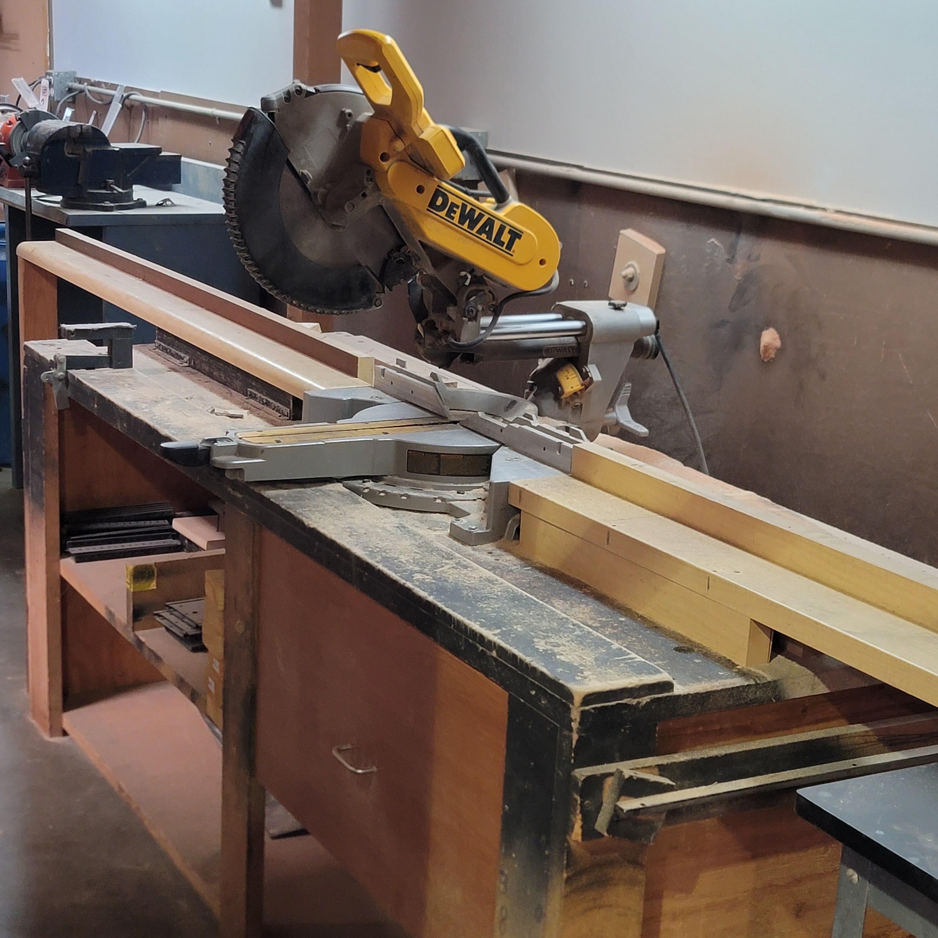 DEWALT 12" DOUBLE BEVEL SLIDING COMPOUND MITER SAW, MODEL DWS780, S/N 560387, WITH OR WITHOUT WOOD BENCH-4