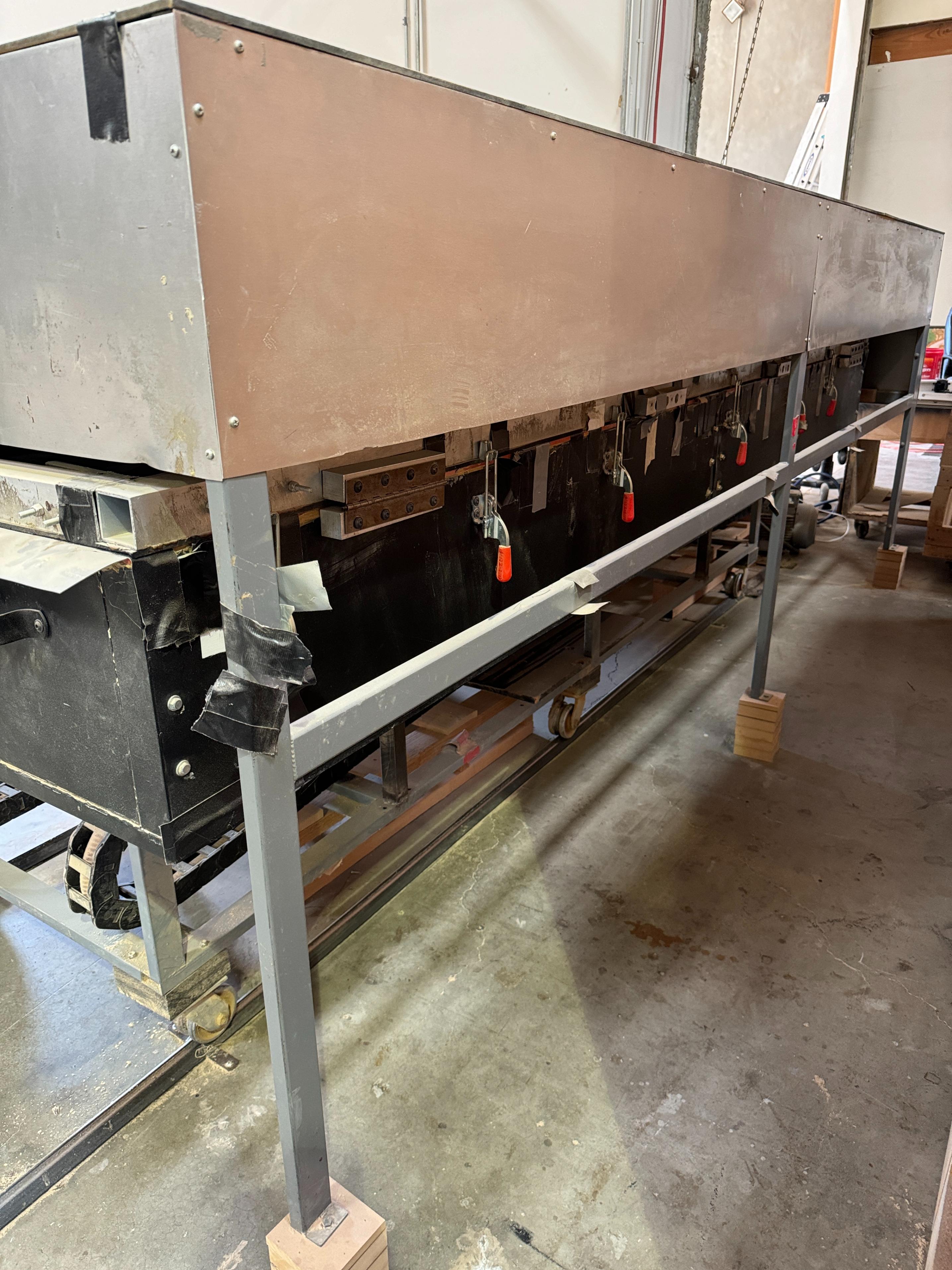 CUSTOM MADE THERMOFORMER VACUUM PRESS, 52" X 127" AIR TABLE, TRACK-30