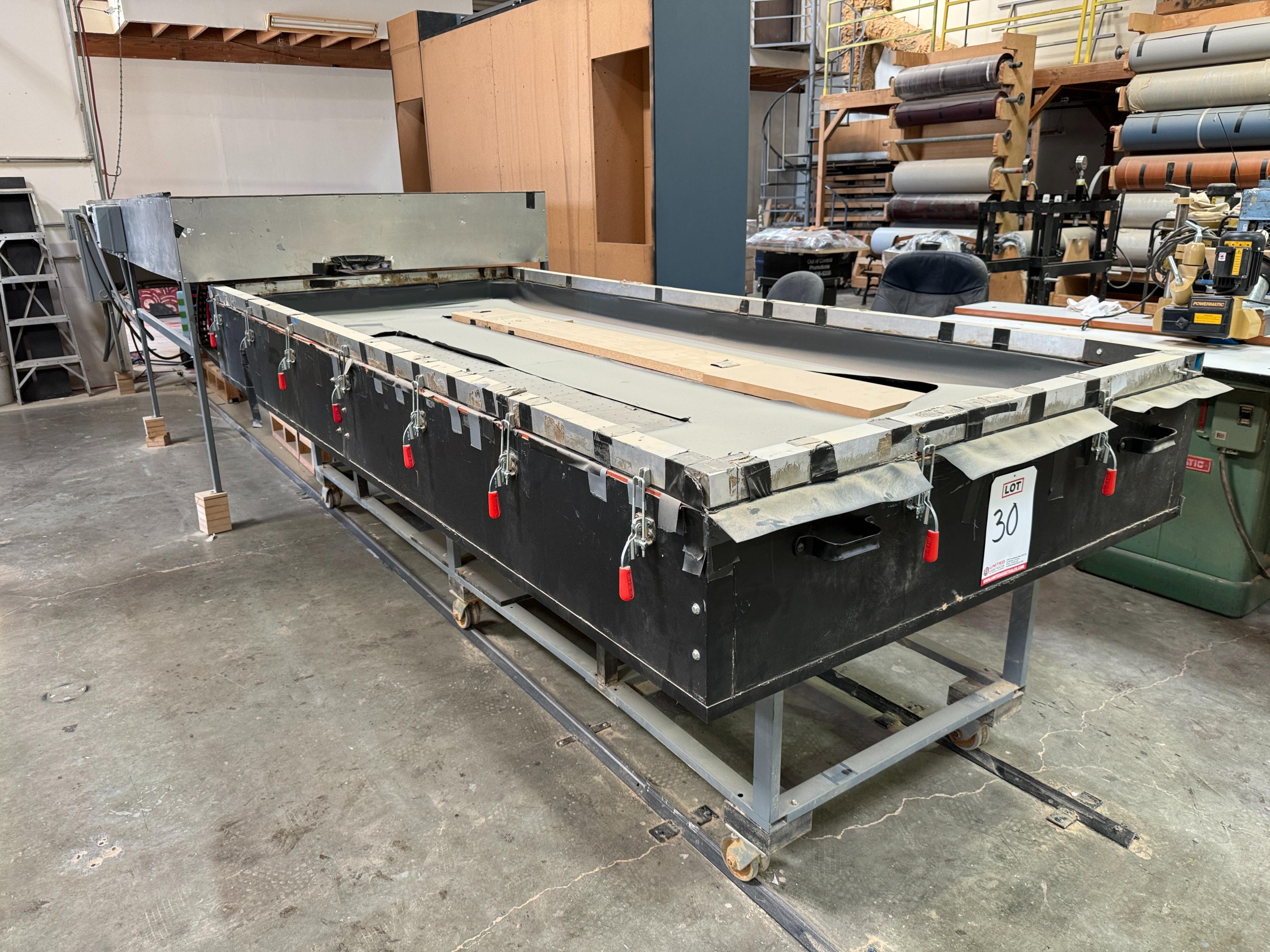 CUSTOM MADE THERMOFORMER VACUUM PRESS, 52" X 127" AIR TABLE, TRACK-30